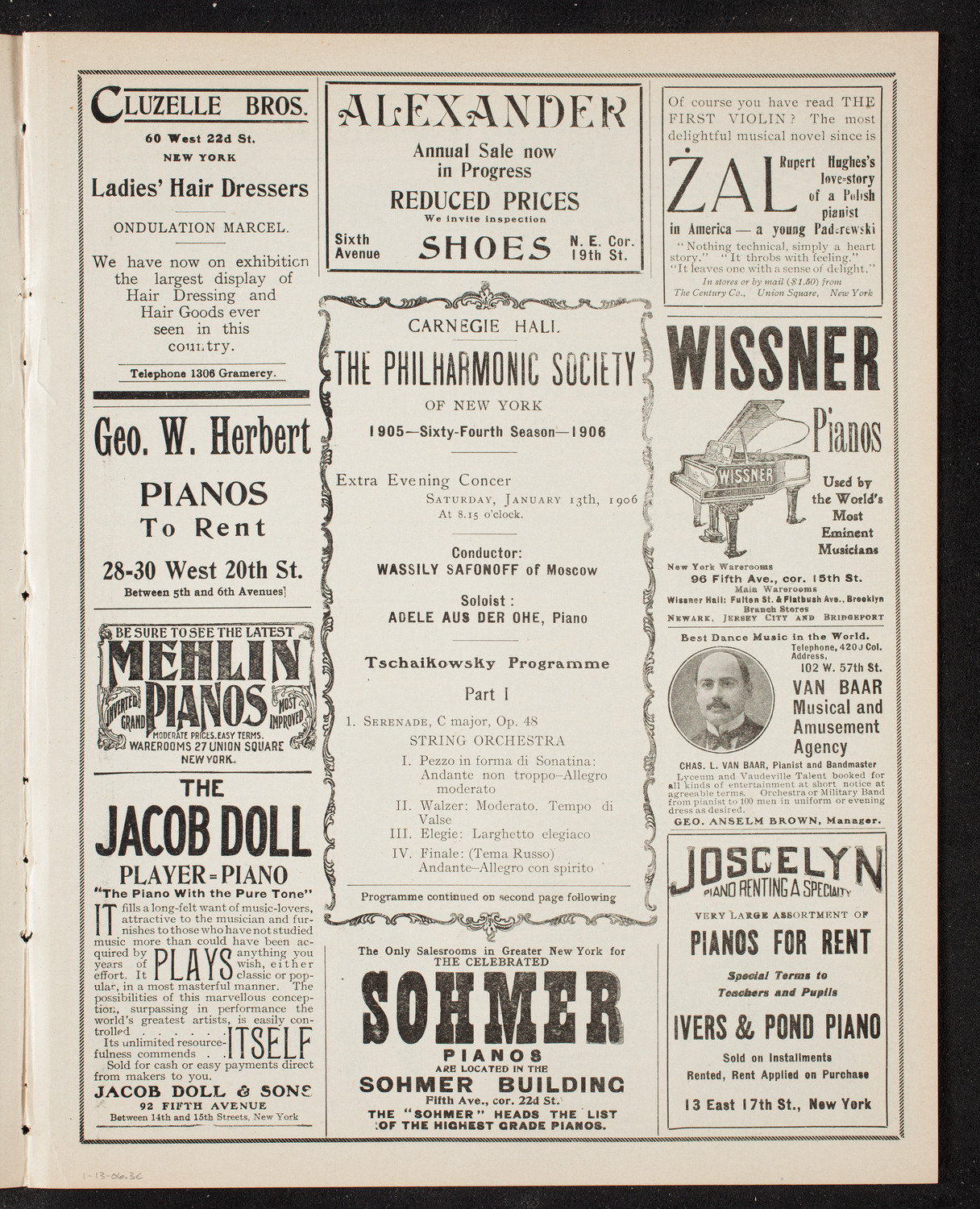 New York Philharmonic, January 13, 1906, program page 5