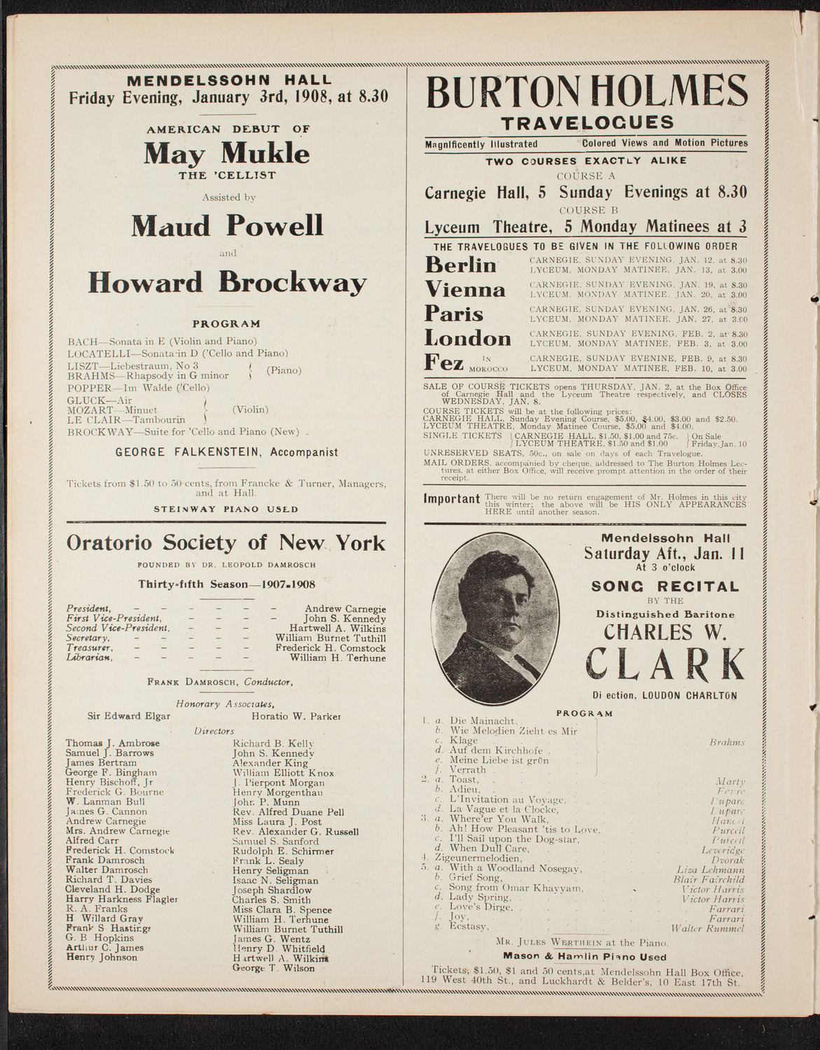 Oratorio Society of New York, December 28, 1907, program page 10