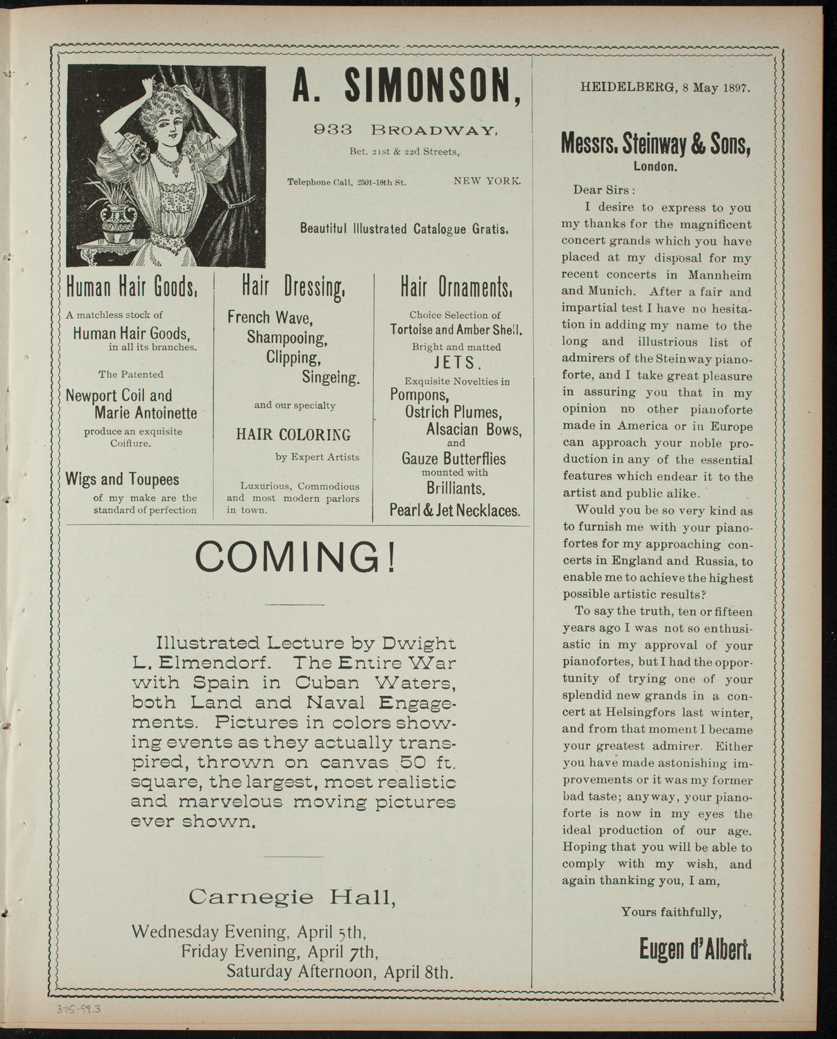 Powers-Arnold Wednesday Morning Musicale, March 15, 1899, program page 5