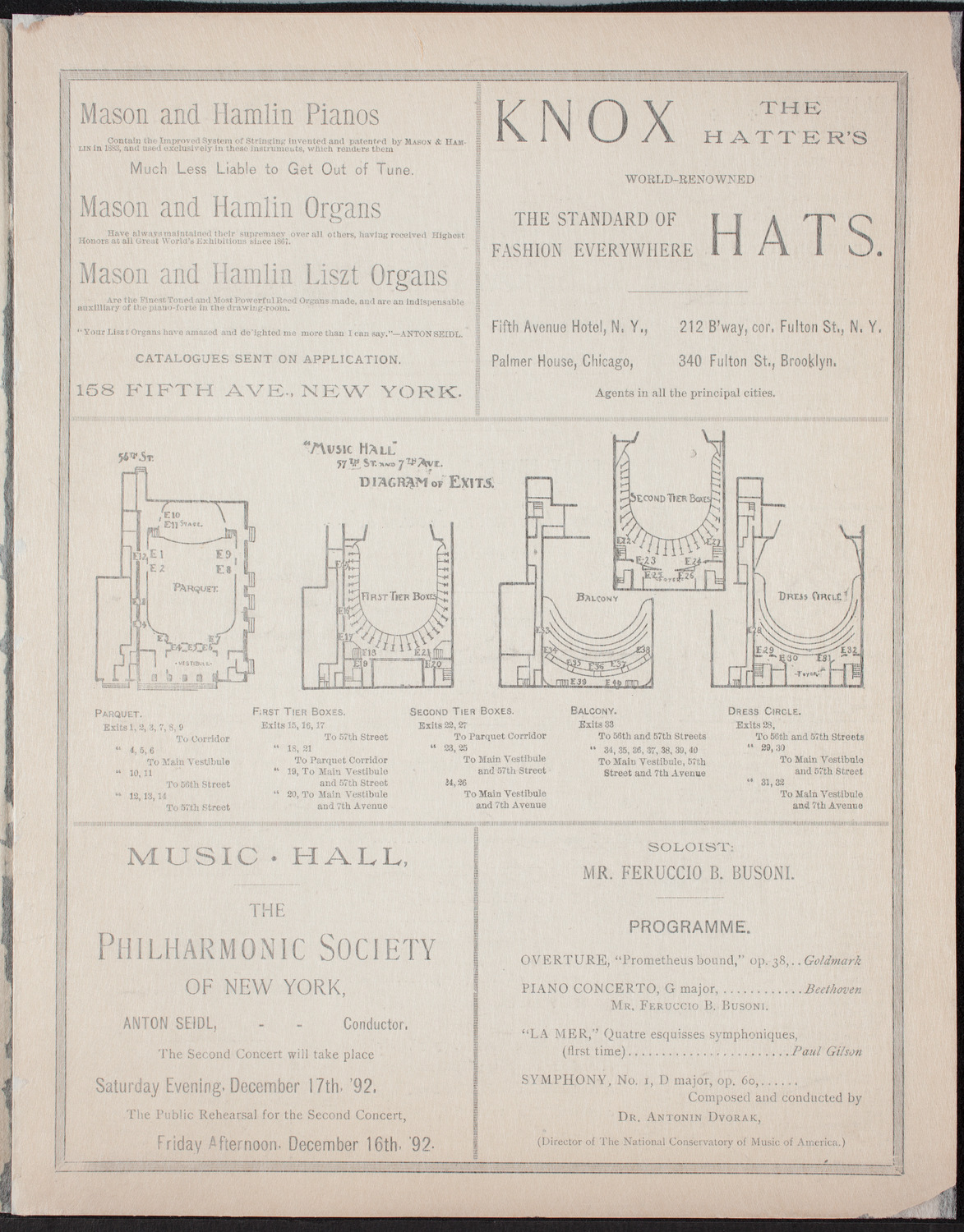 New York Philharmonic, November 18, 1892, program page 3