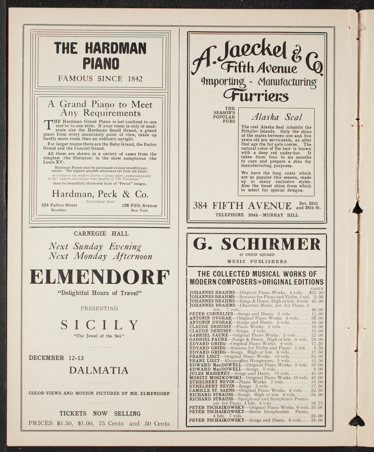 Elmendorf Lecture: At the Gates of the East, November 28, 1909, program page 8