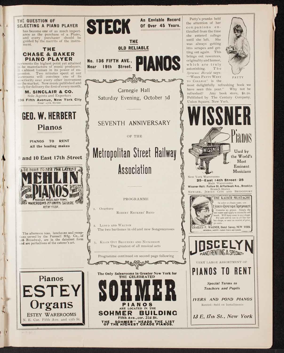 Metropolitan Street Railway Association Vaudeville Program, October 3, 1903, program page 5