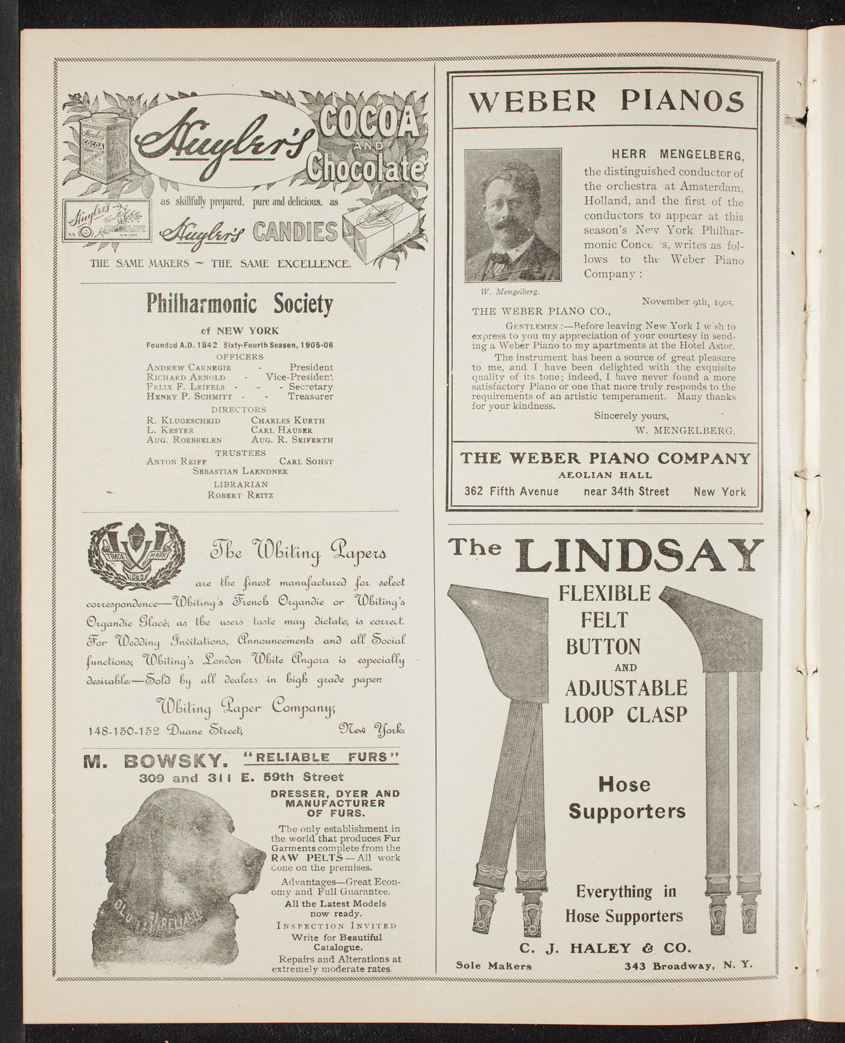 New York Philharmonic, January 20, 1906, program page 6