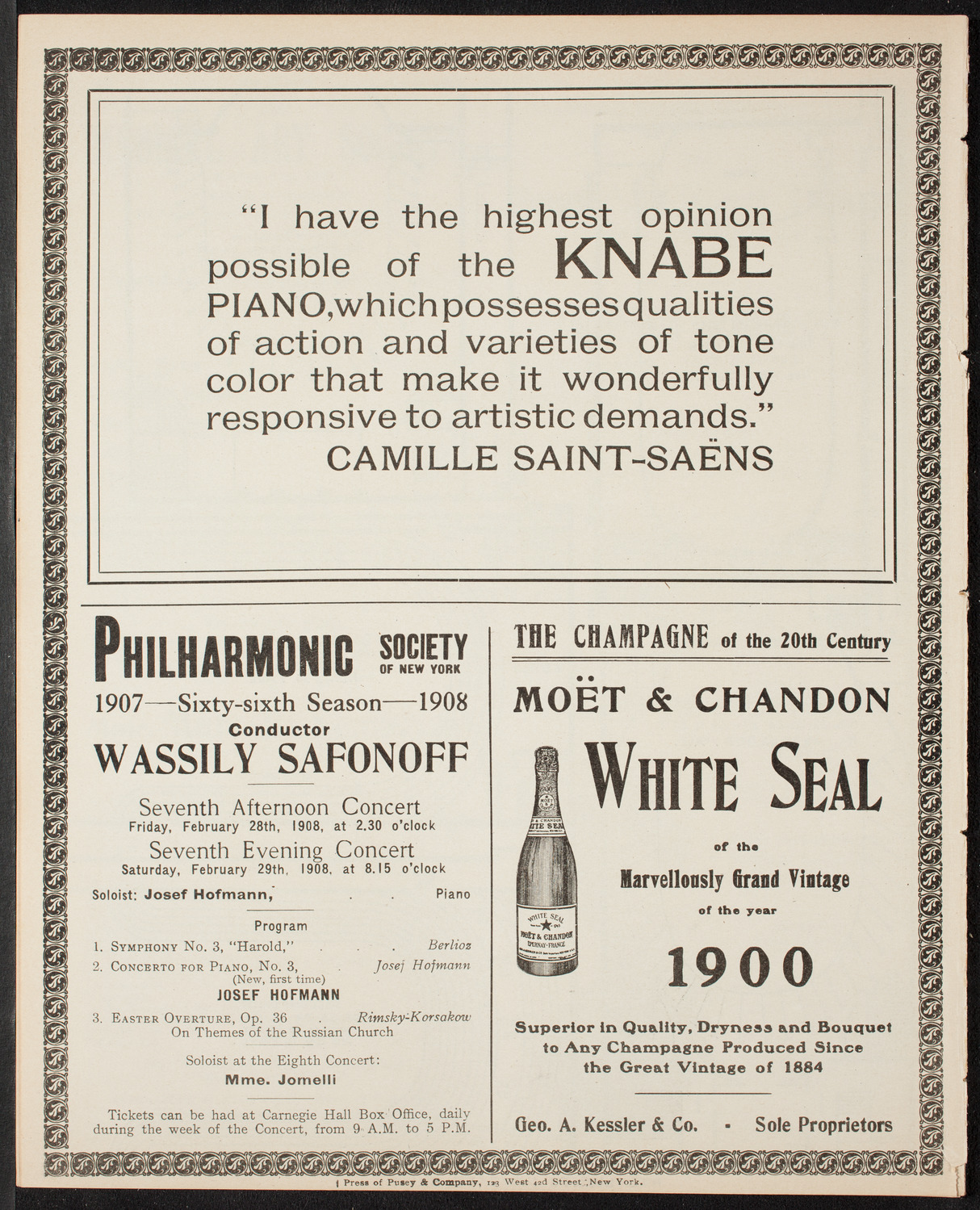 New York Symphony Orchestra, February 22, 1908, program page 12