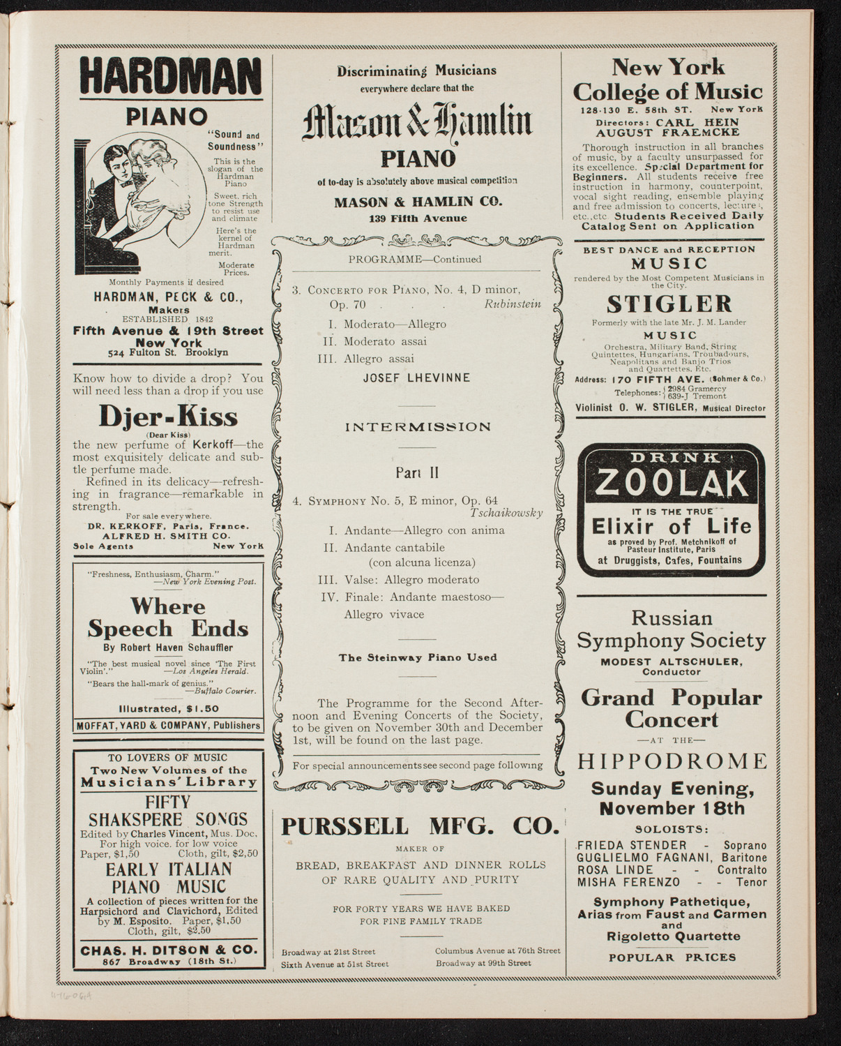 New York Philharmonic, November 16, 1906, program page 7