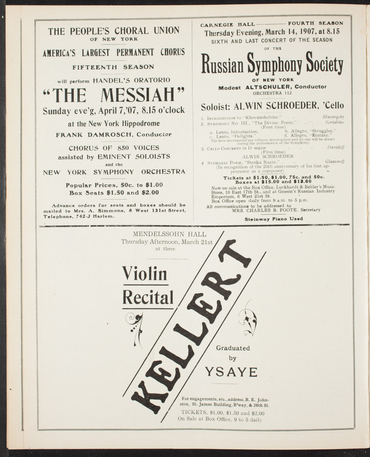 New York Symphony Orchestra, March 10, 1907, program page 10