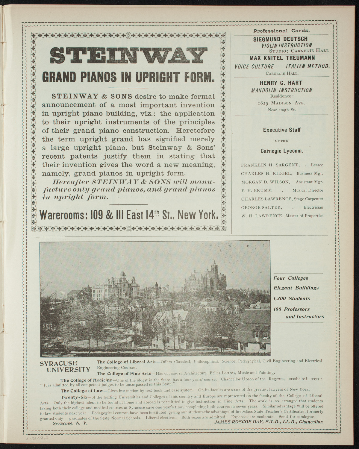 Powers-Mannes Lenten Musicale/ Wednesday Morning Musicale, March 30, 1898, program page 5