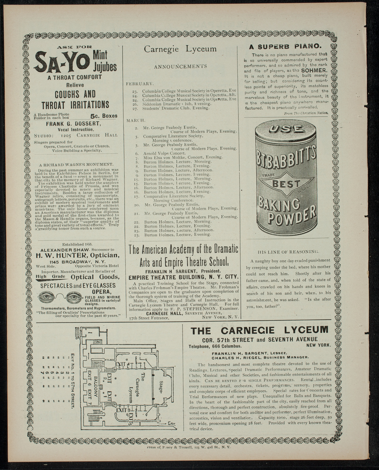 Columbia University Musical Society, February 22, 1900, program page 4