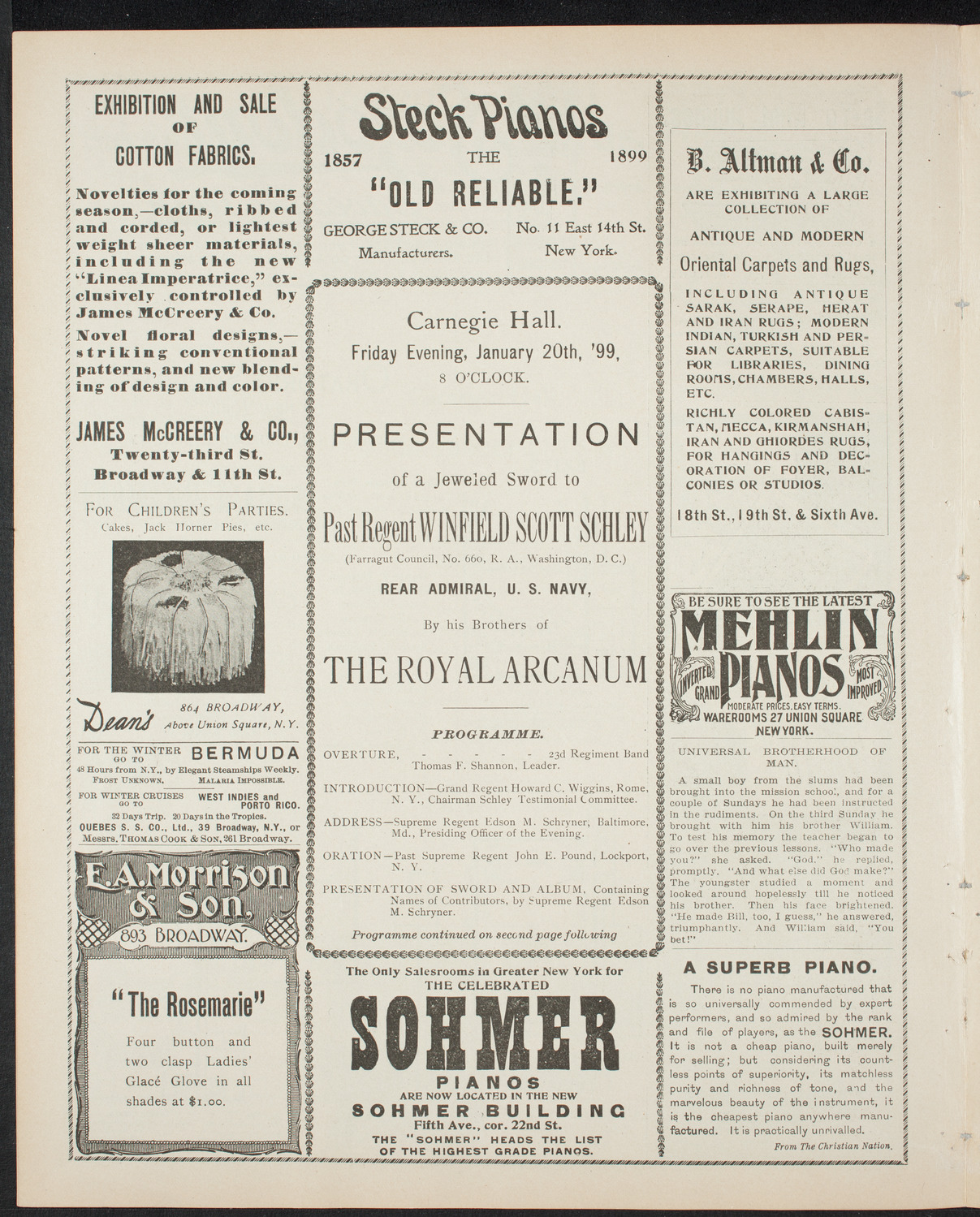Tribute: Winfield Scott Schley, January 20, 1899, program page 4