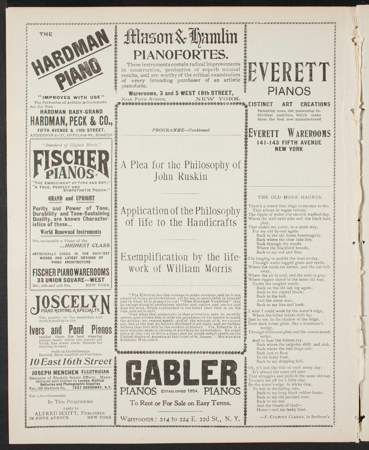 Lecture by Elbert Hubbard - "Roycroft Ideals", March 24, 1901, program page 6