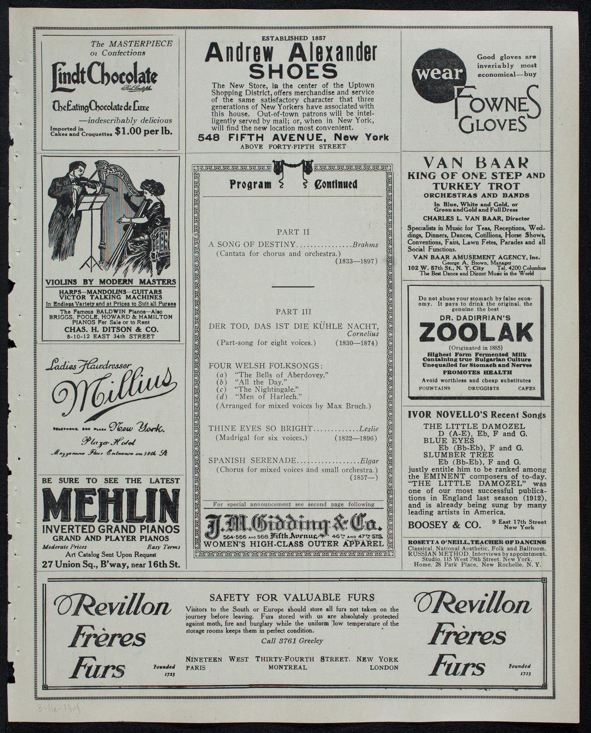 Musical Art Society of New York, March 11, 1913, program page 7