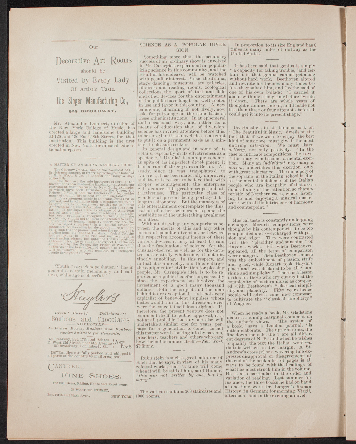 Urania Scientific Theatre, April 30, 1892, program page 4