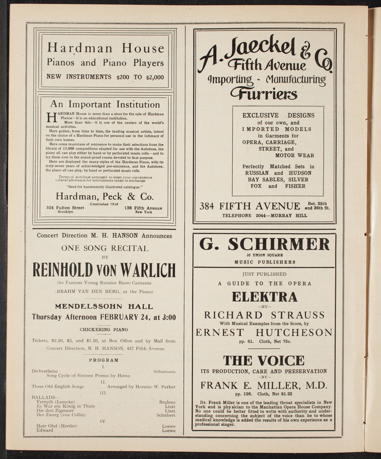 New York Philharmonic, February 13, 1910, program page 8