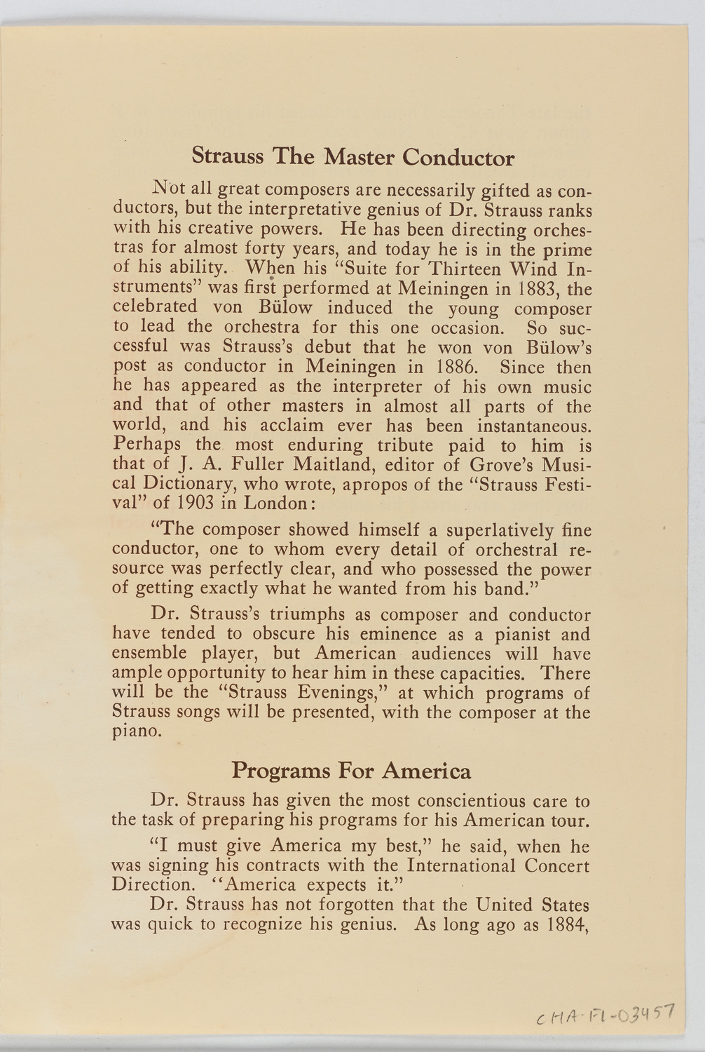 Richard Strauss with Philadelphia Orchestra, October 31, 1921