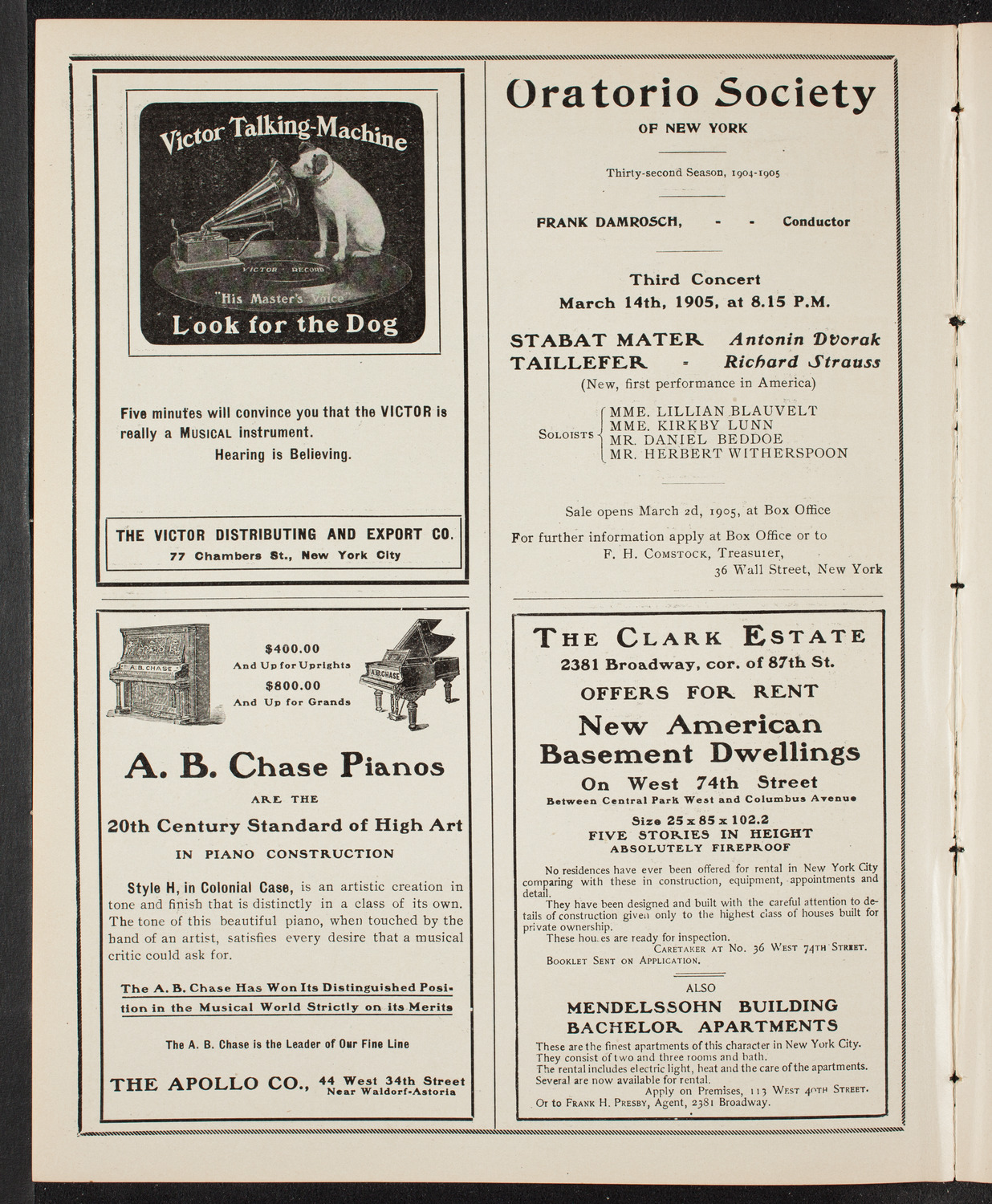 Eugène Ysaÿe, Violin, March 5, 1905, program page 2