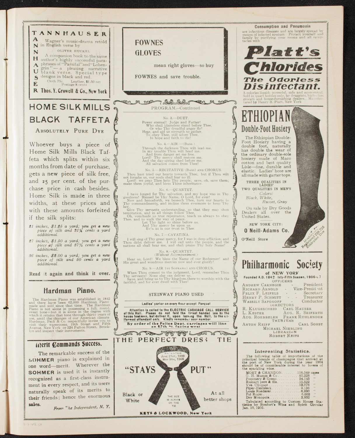 New York Festival Chorus and Orchestra, April 7, 1907, program page 9