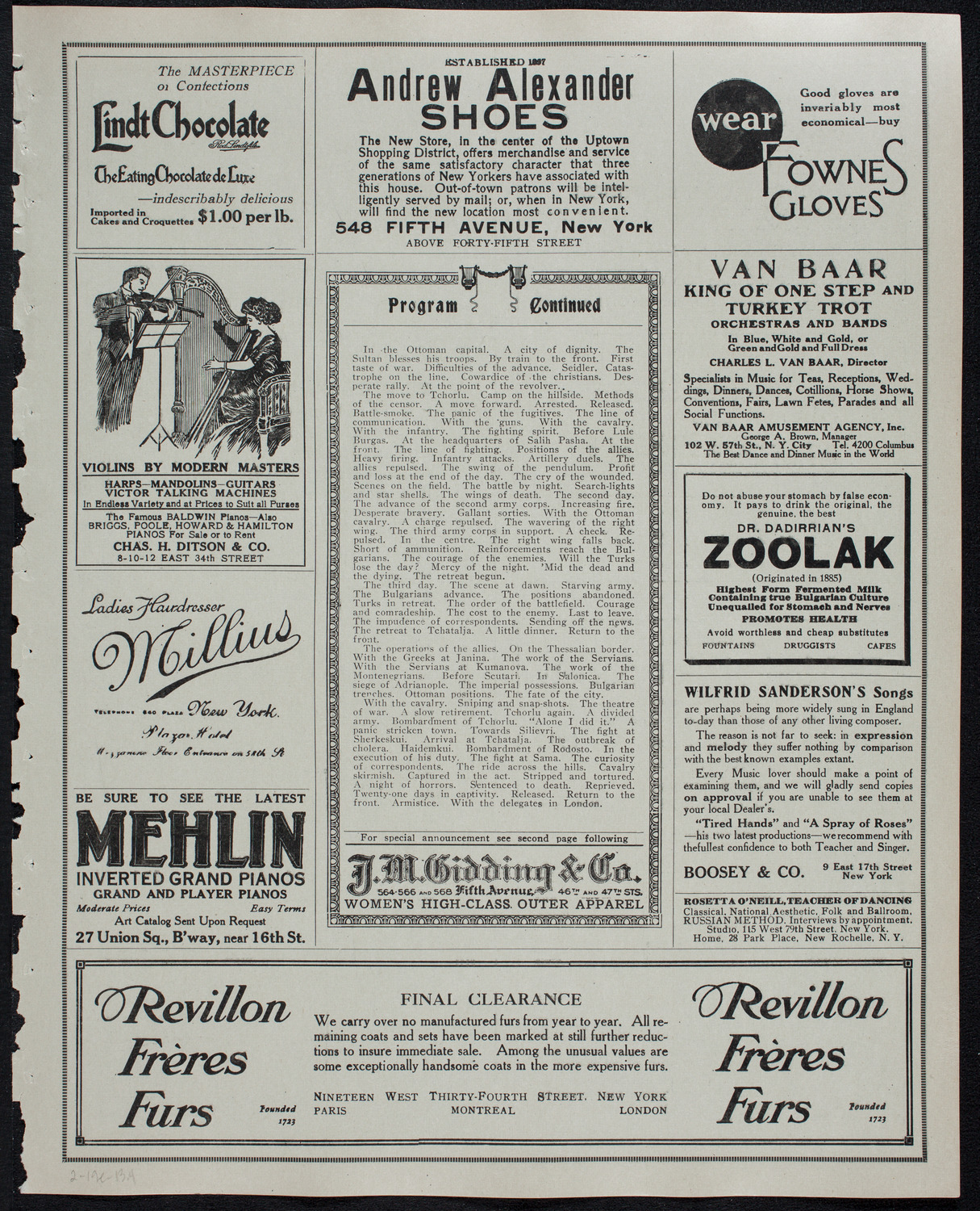 Lecture by Angus Hamilton, February 19, 1913, program page 7