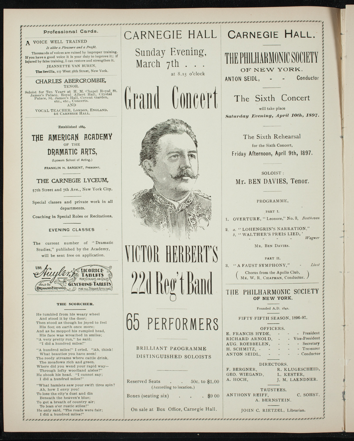 New York Philharmonic, March 5, 1897, program page 2