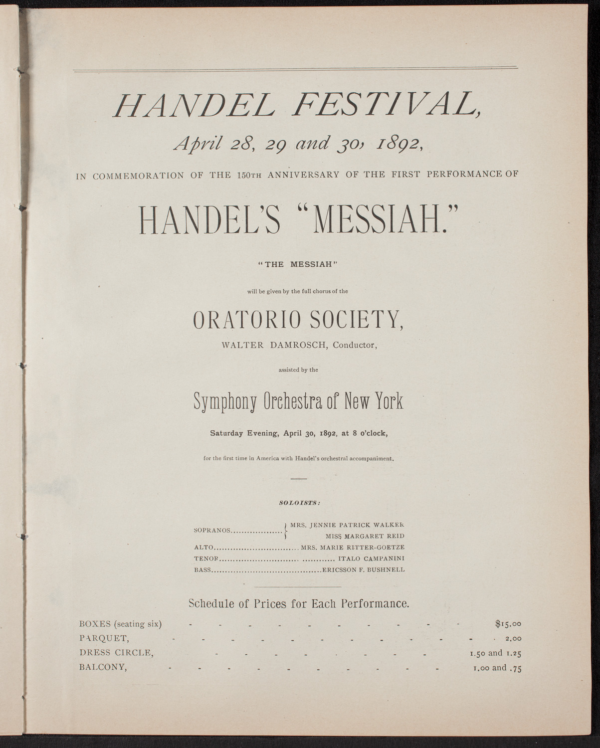 Urania Scientific Theatre, April 30, 1892, program page 11