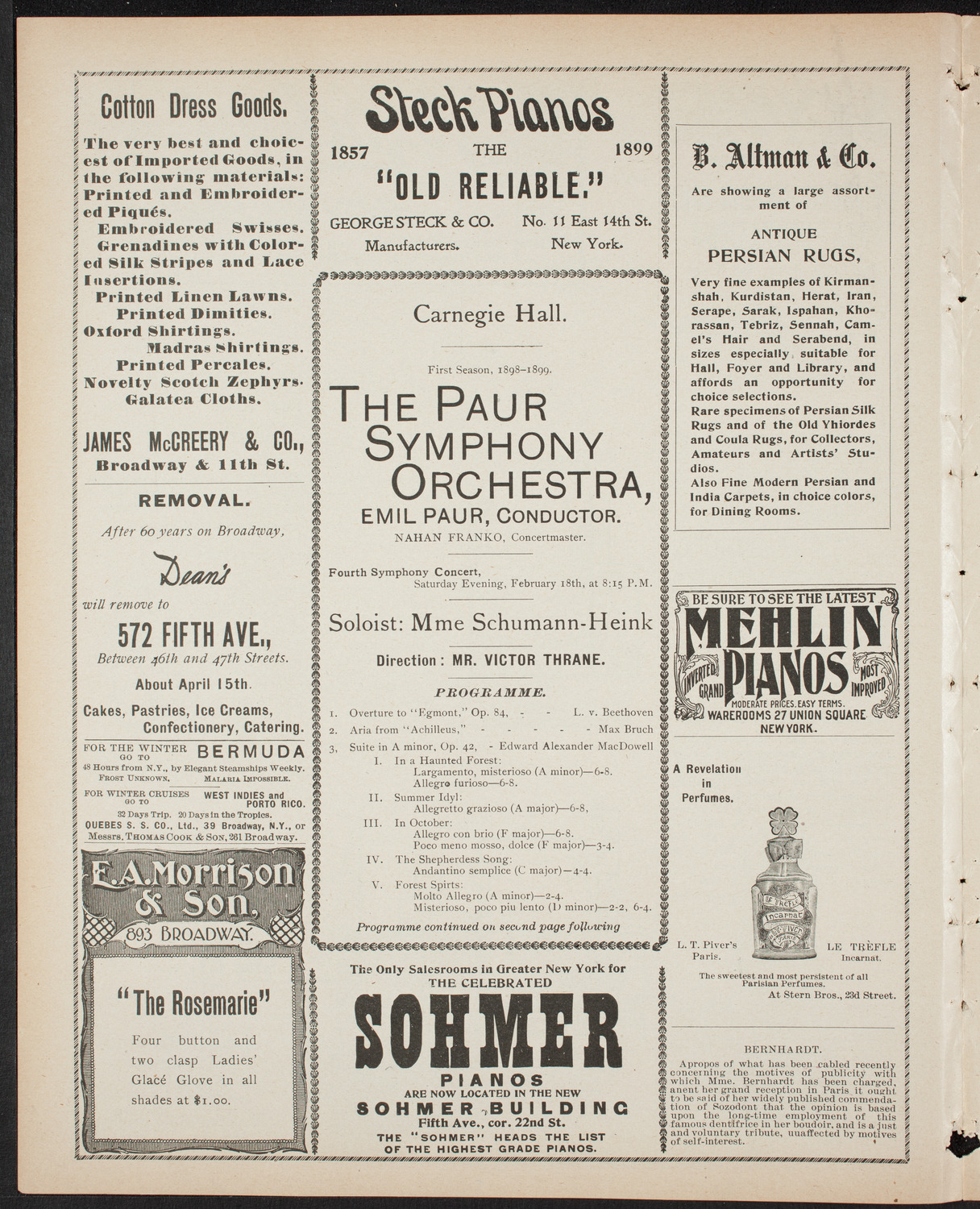 Paur Symphony Orchestra, February 18, 1899, program page 4