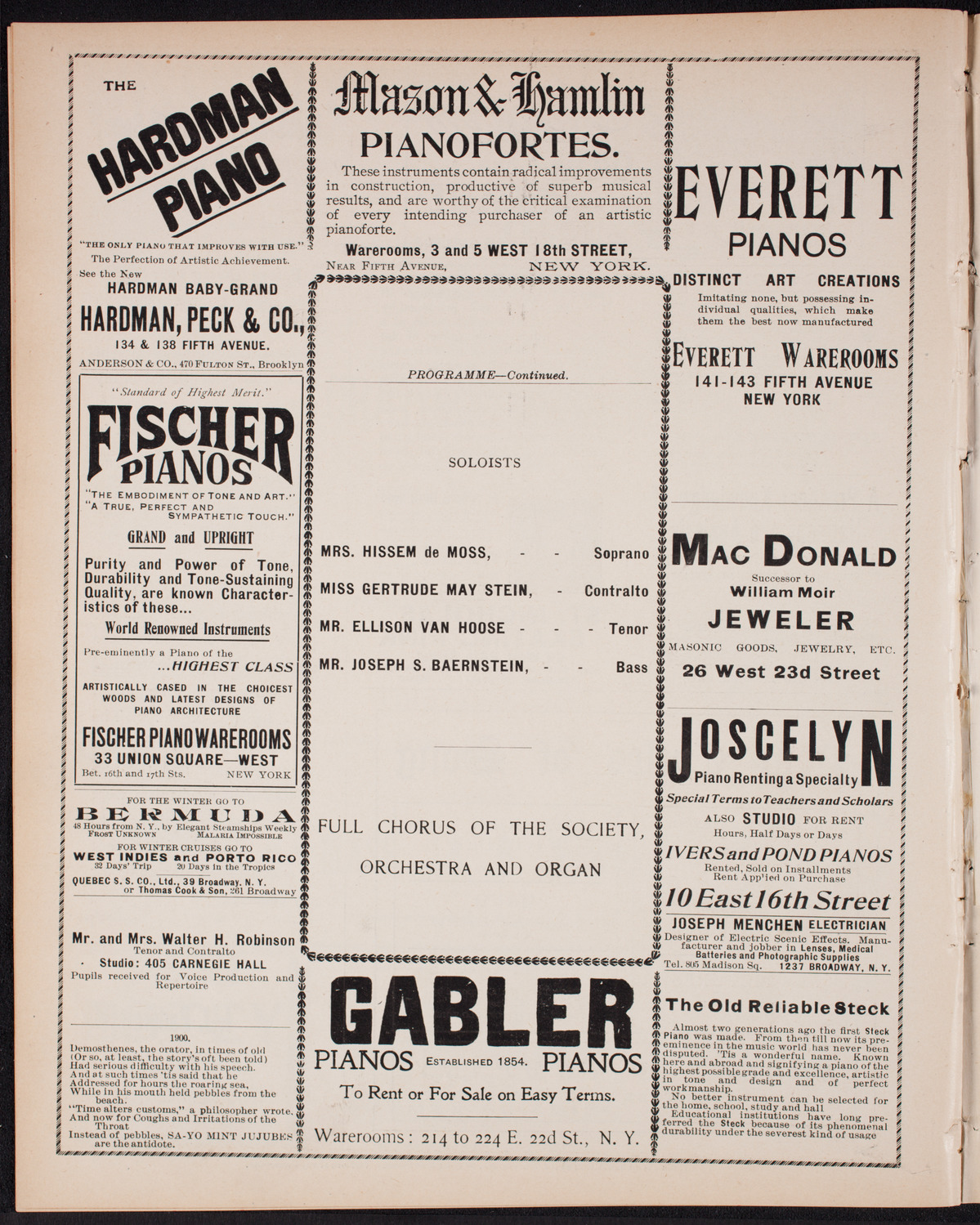 Oratorio Society of New York, November 24, 1900, program page 6