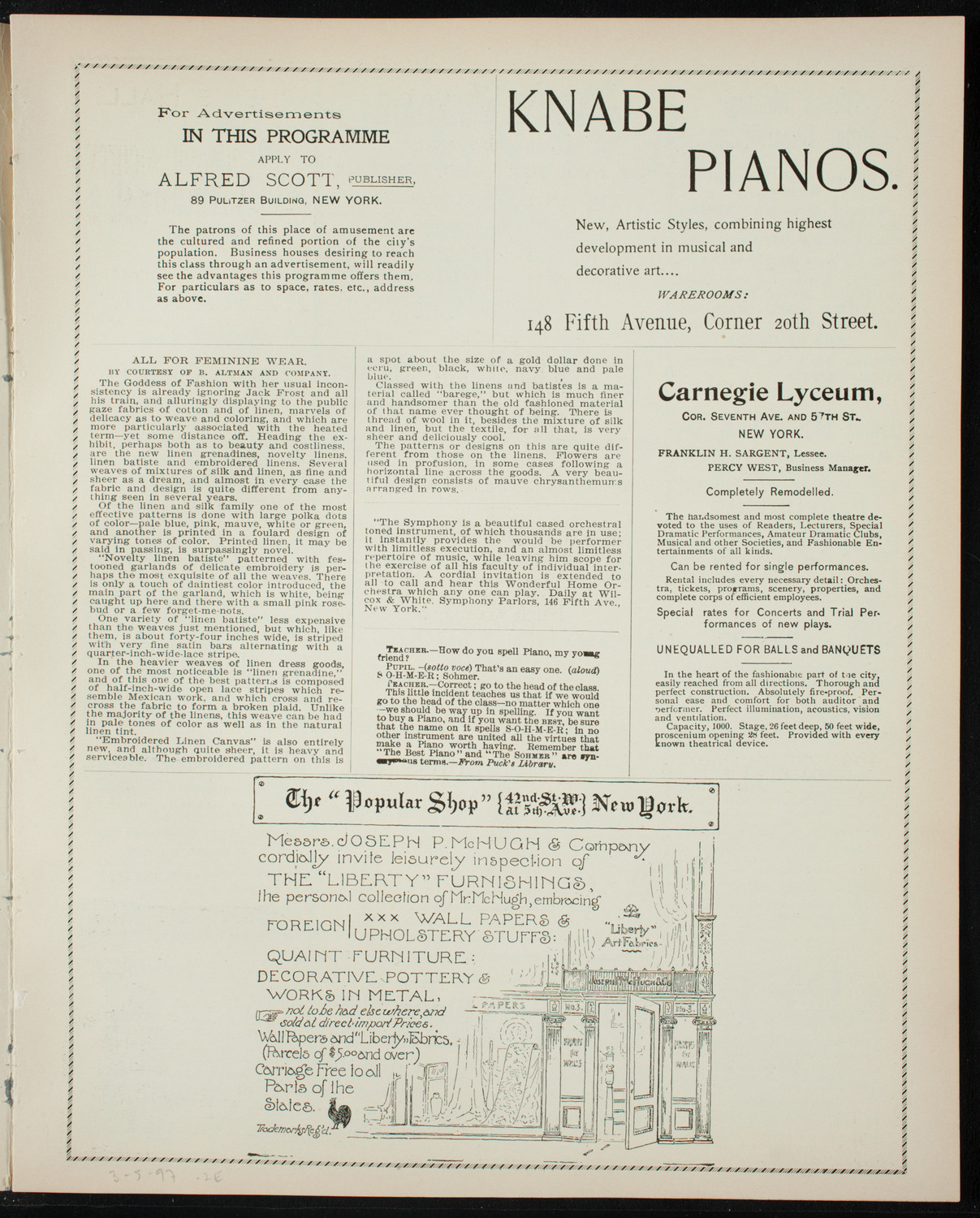 New York Philharmonic, March 5, 1897, program page 3