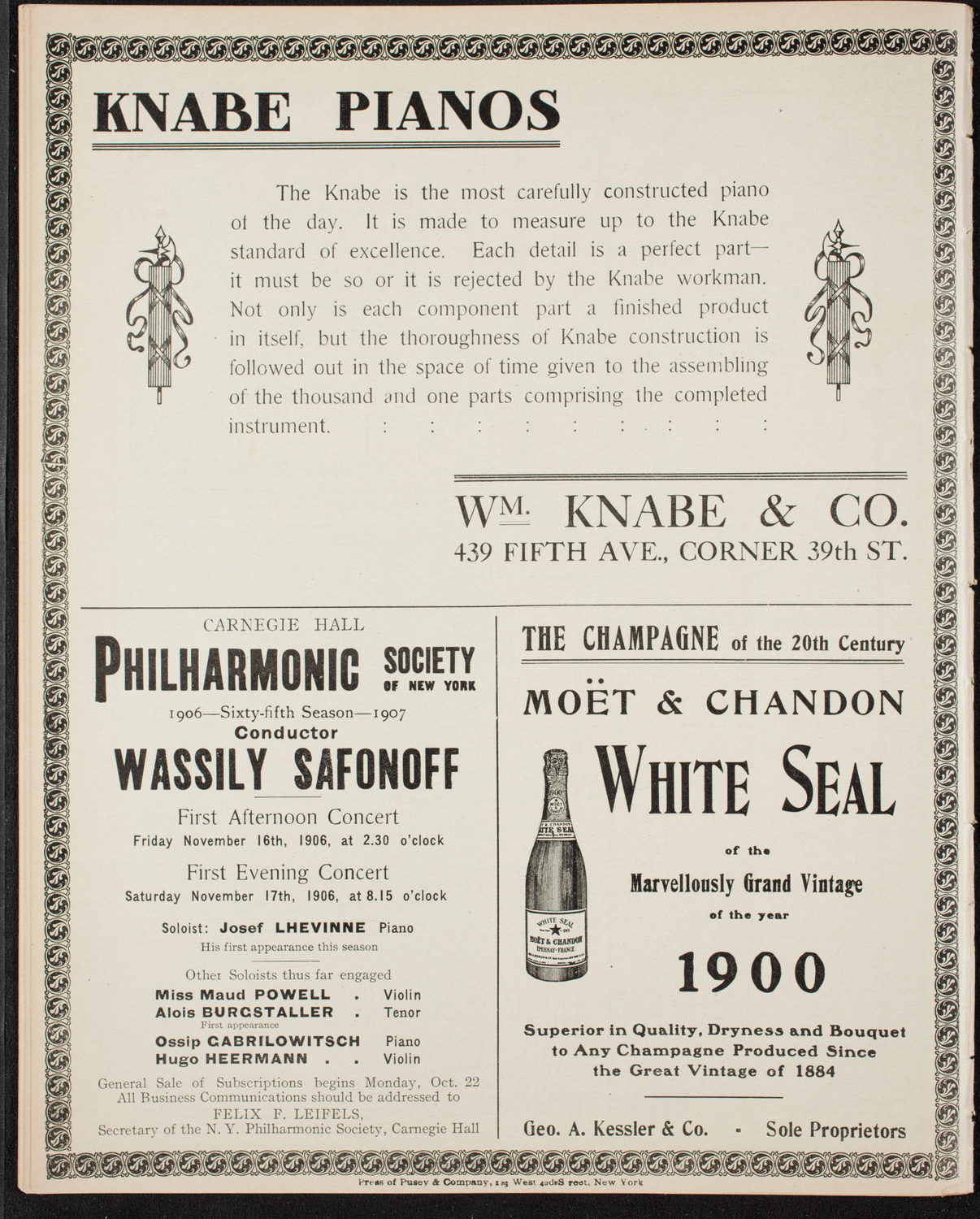 New York College of Music Faculty Concert, October 28, 1906, program page 12