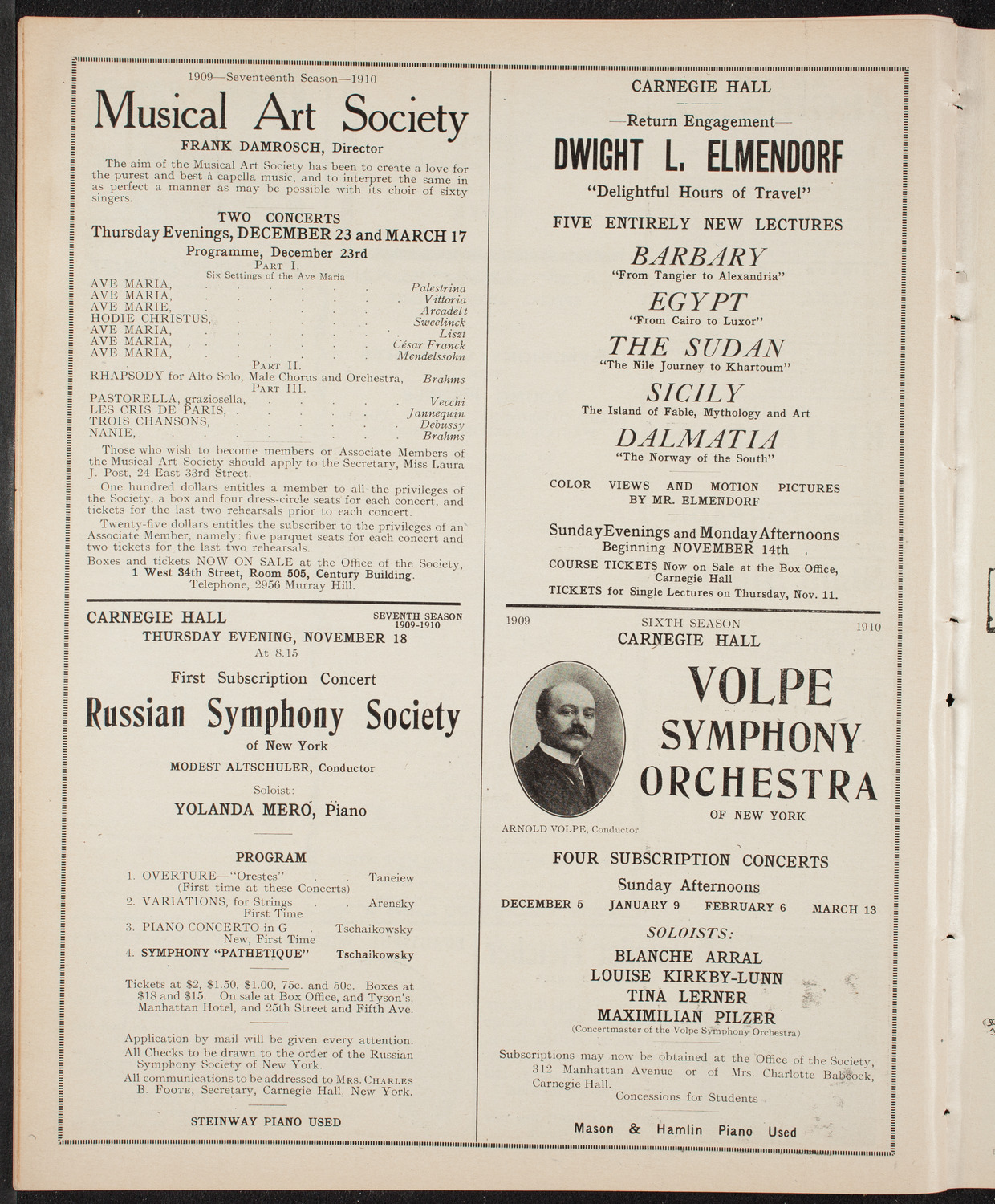 New York Philharmonic, November 5, 1909, program page 10