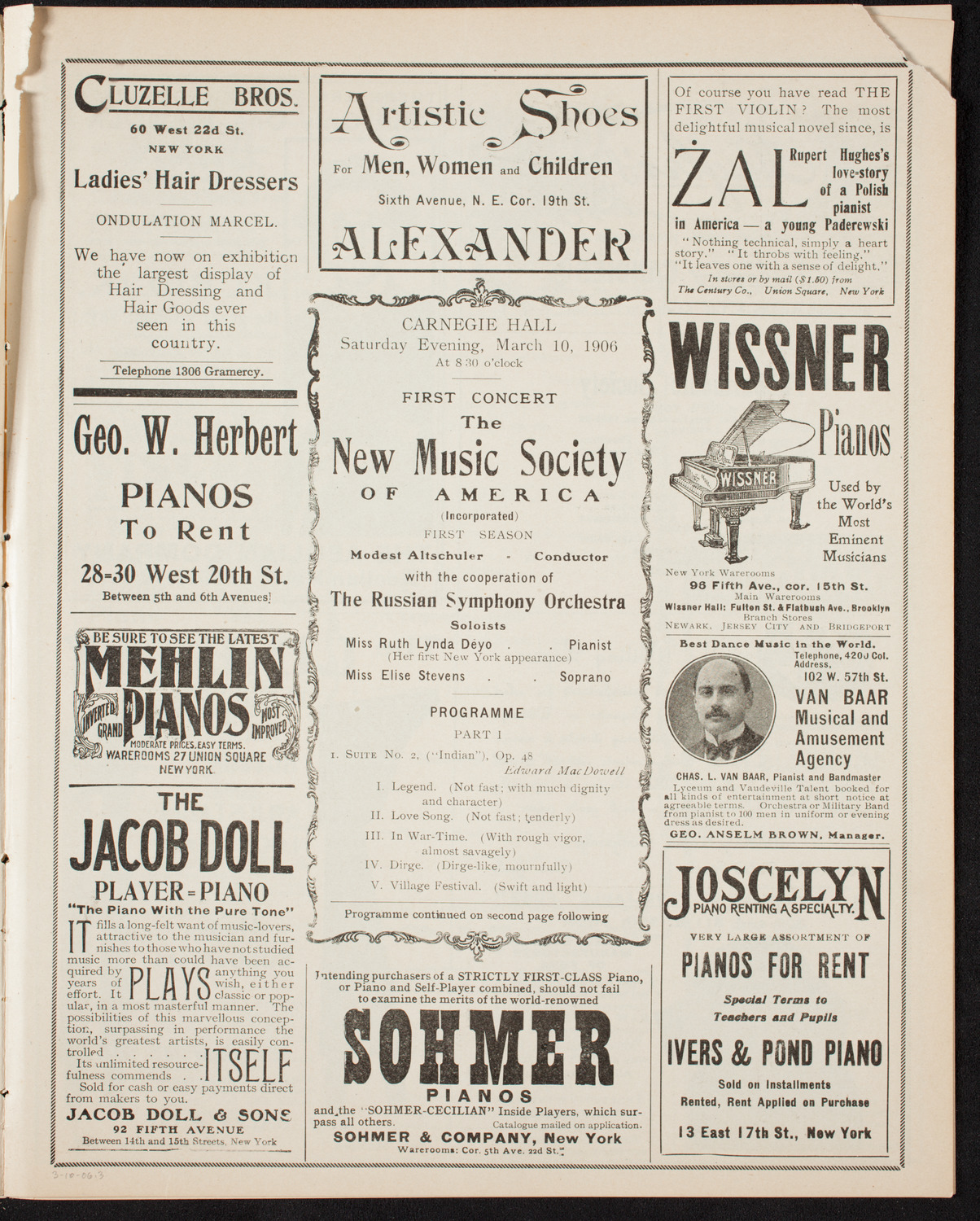 New Music Society of America, March 10, 1906, program page 5