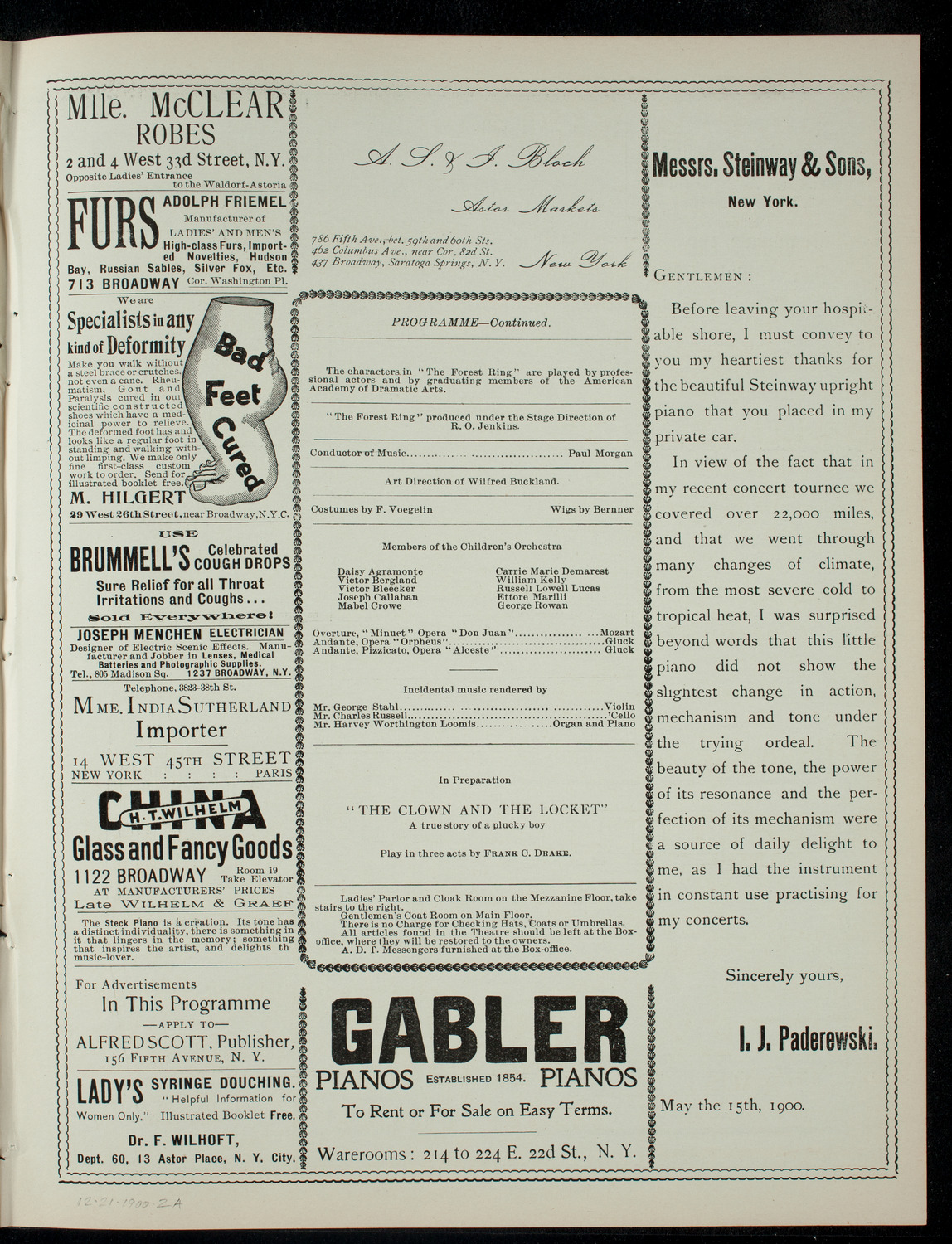 The Children's Theatre, December 21, 1900, program page 3