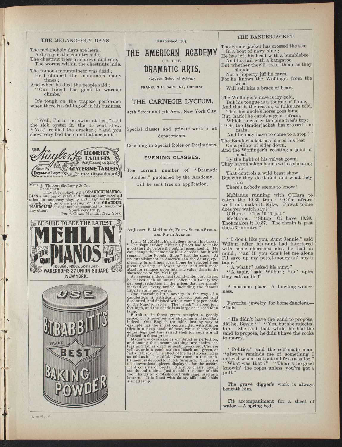 Lecture Series: Sociology in its Practical Aspects, March 10, 1897, program page 7