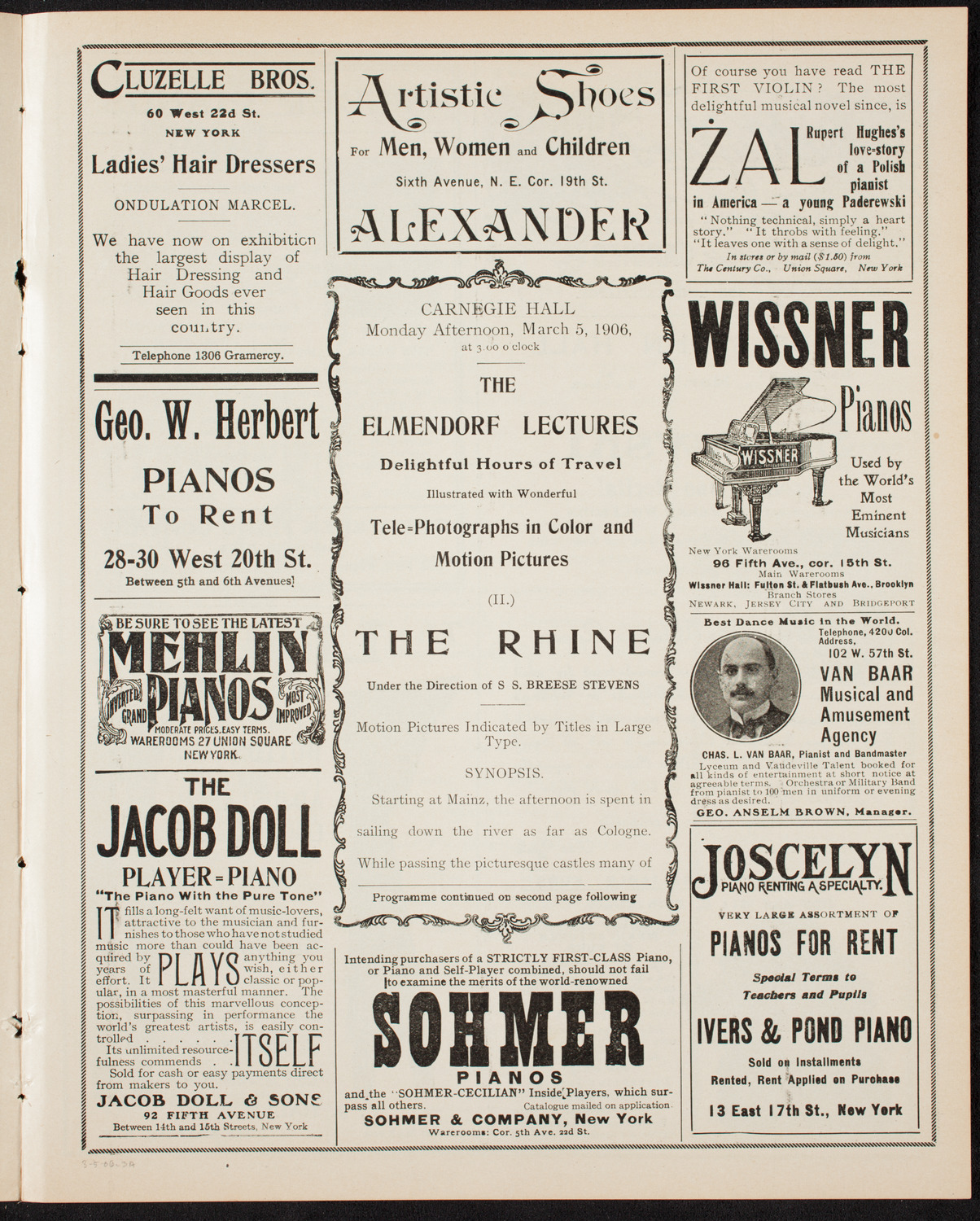 Elmendorf Lecture: The Rhine, March 5, 1906, program page 5