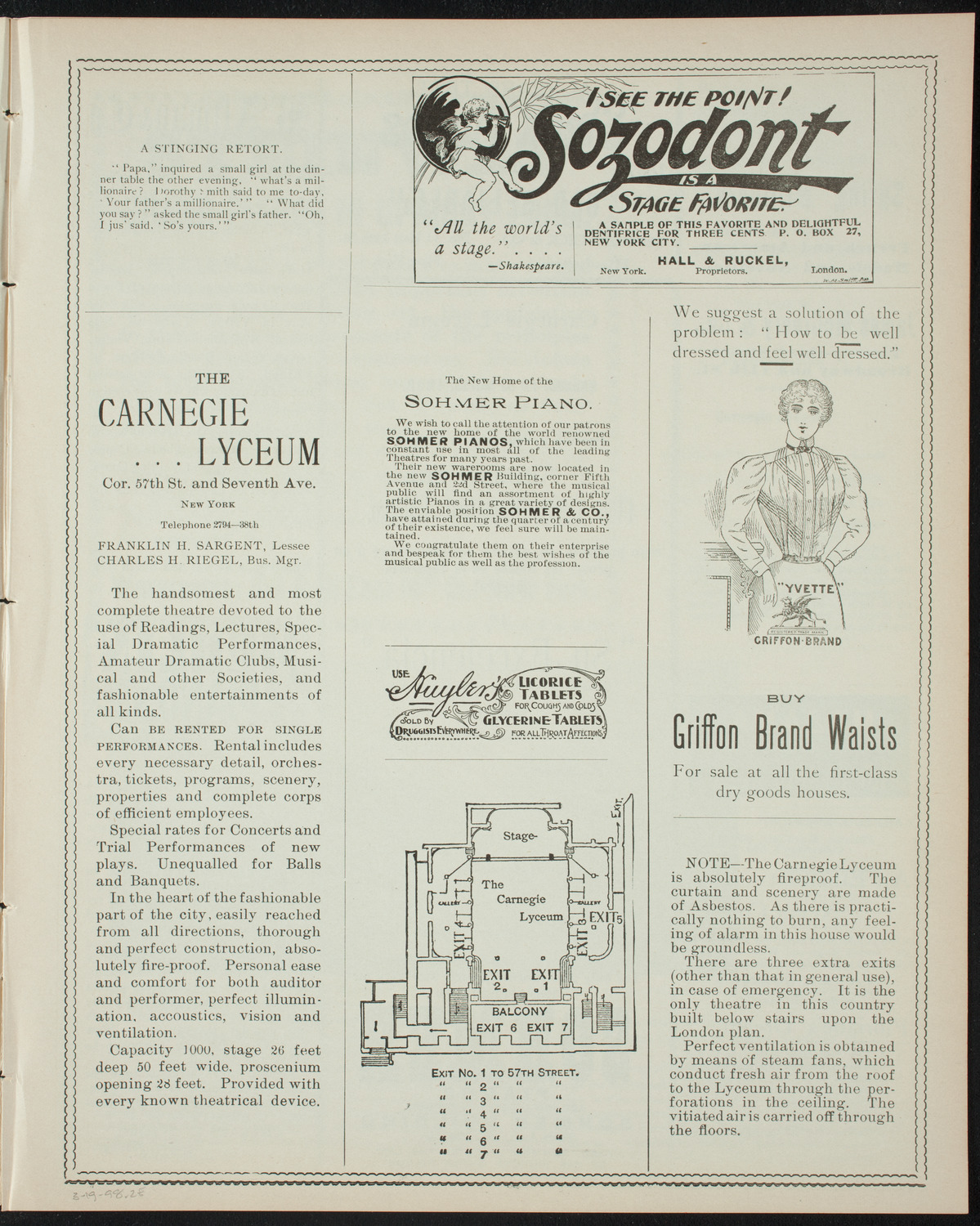 Club Lirico-Dramatico Cubano, March 19, 1898, program page 3