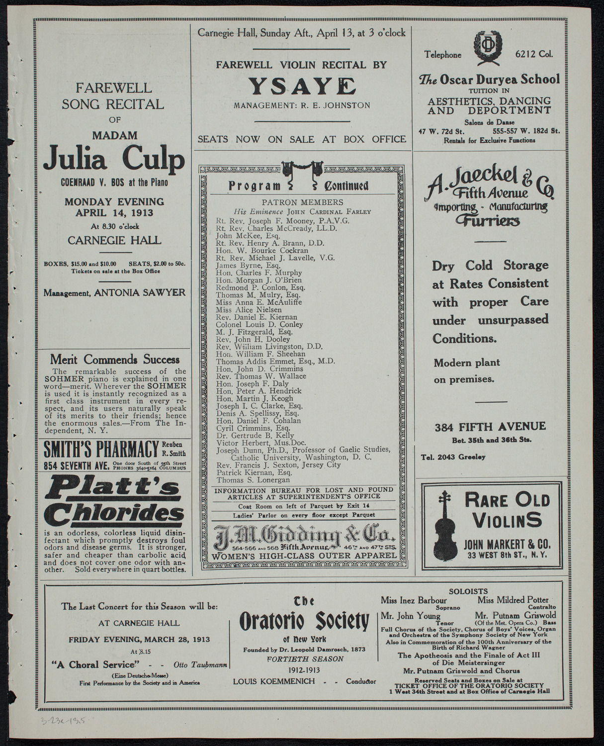 Gaelic Society: Feis Ceoil Agus Seanachas, March 23, 1913, program page 9