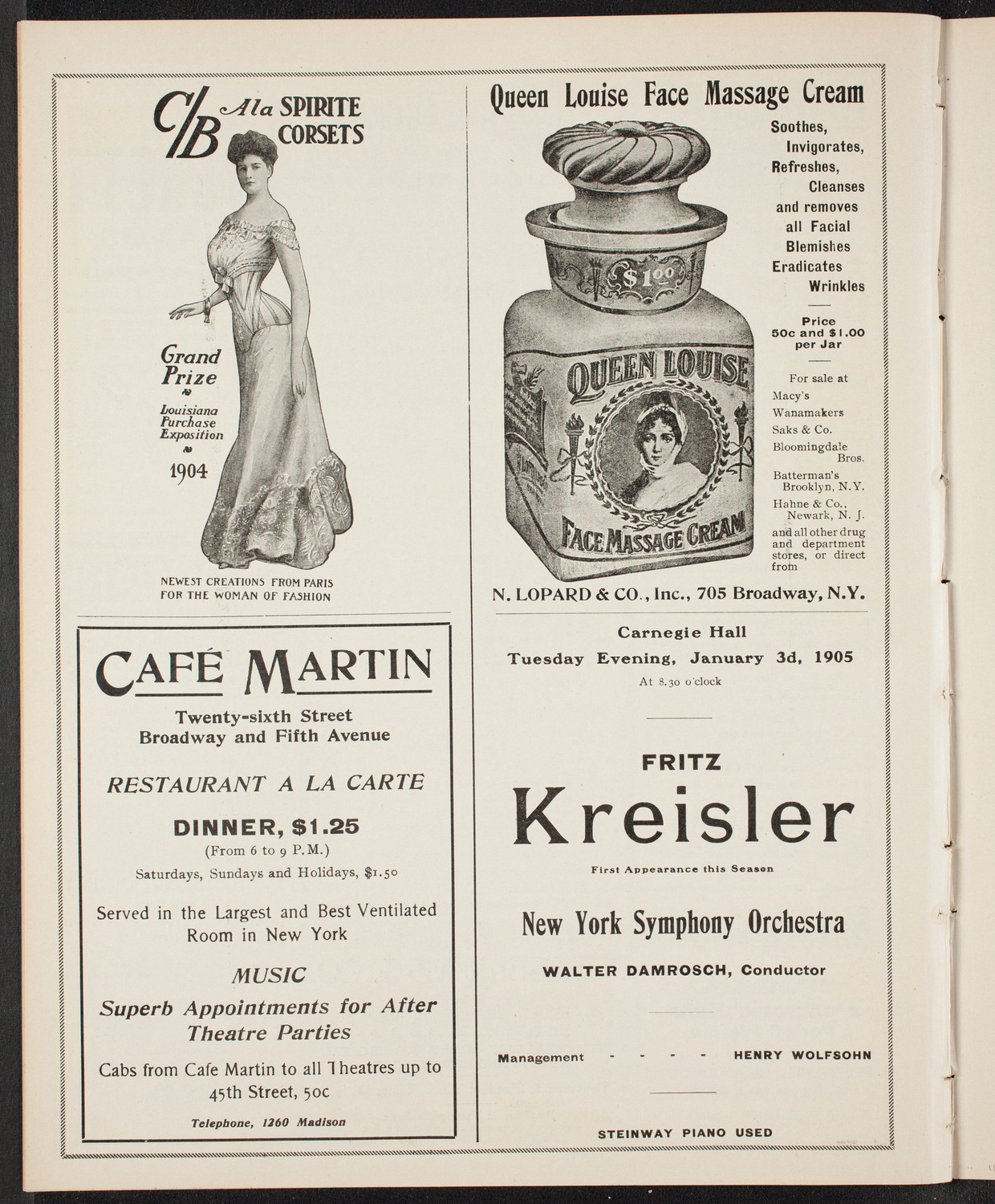Marcella Sembrich, Soprano, November 12, 1904, program page 8