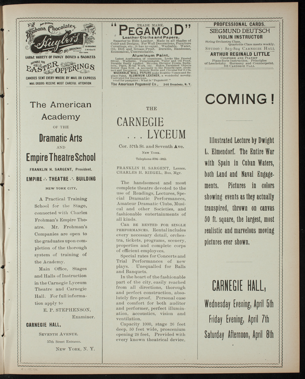 Comparative Literature Society Saturday Morning Conference, April 1, 1899, program page 7