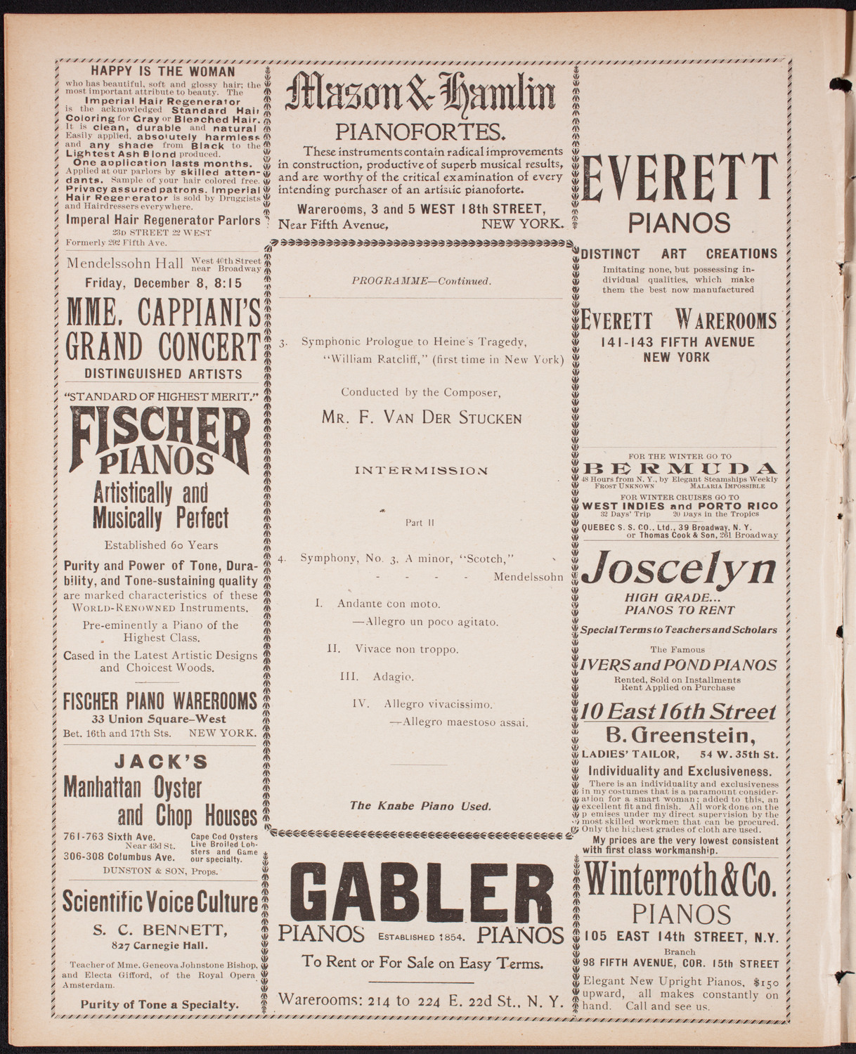 New York Premiere, December 8, 1899, program page 6