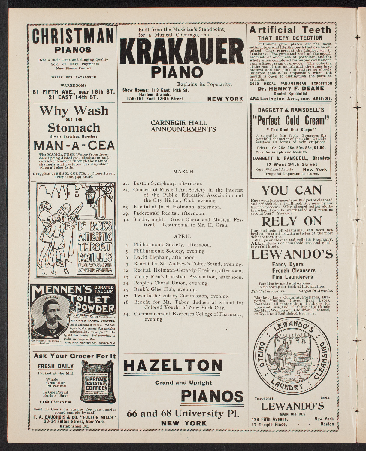Jan Kubelik, Violin, with Maria Victoria Torrilhon, Piano, March 21, 1902, program page 2