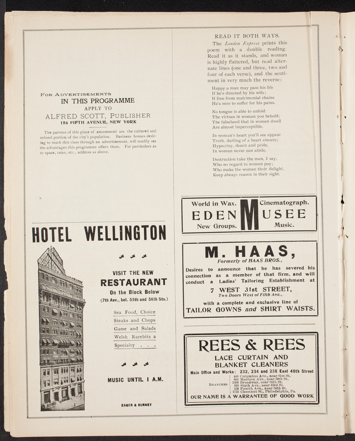 Metropolitan Street Railway Association Vaudeville Program, October 3, 1903, program page 8