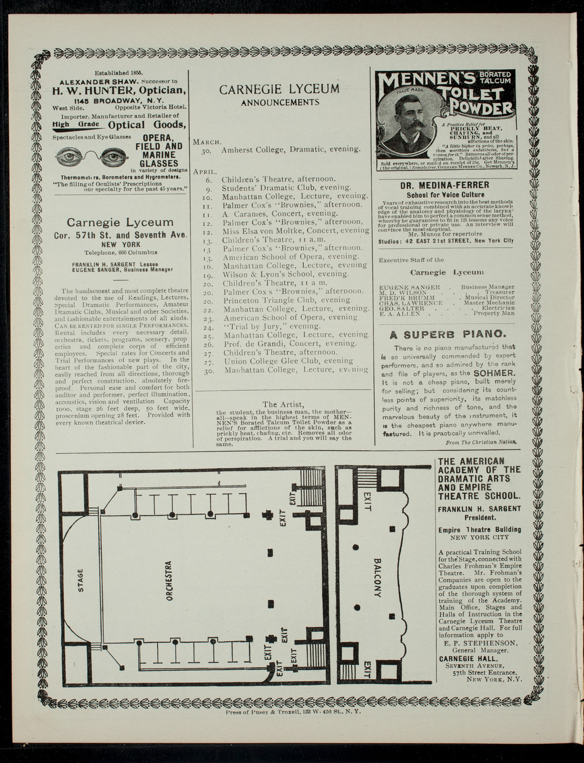 The Children's Theatre, March 30, 1901, program page 4