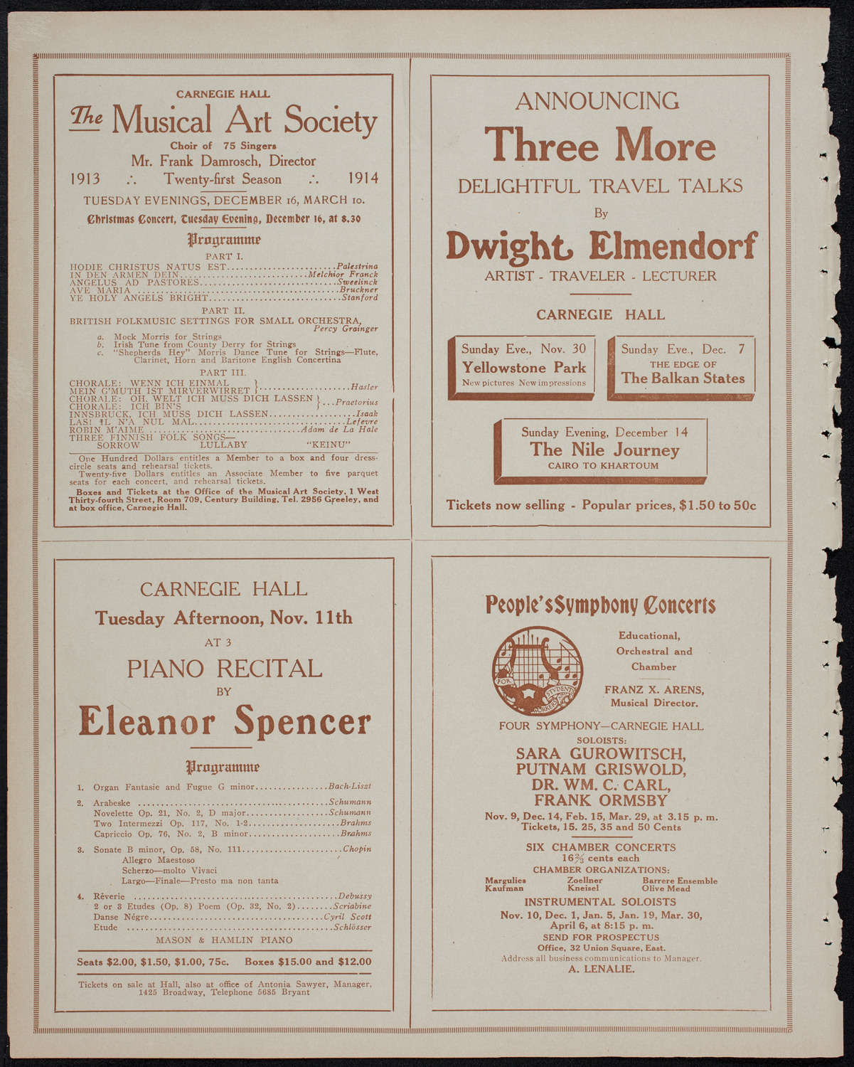 Corinne Rider-Kelsey, Soprano, November 2, 1913, program page 8
