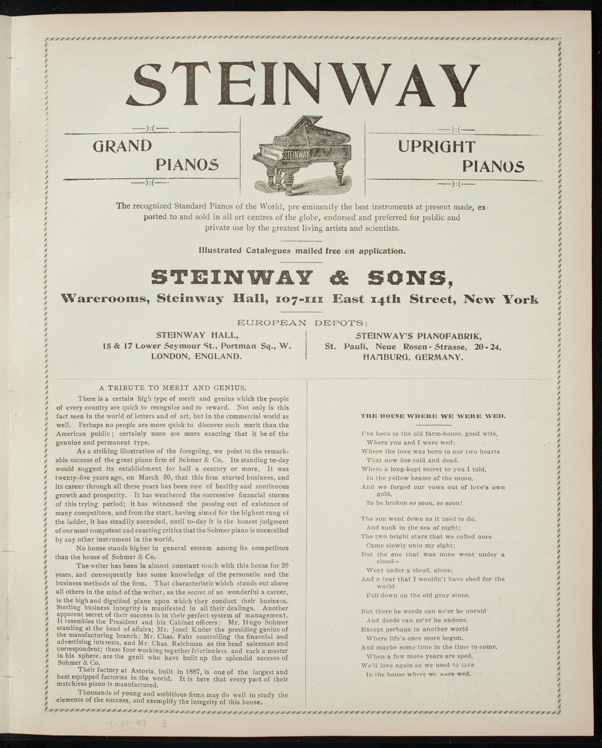 New York Philharmonic, April 10, 1897, program page 5