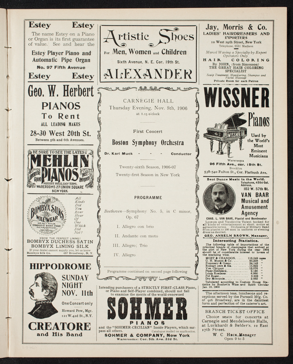 Boston Symphony Orchestra, November 8, 1906, program page 5