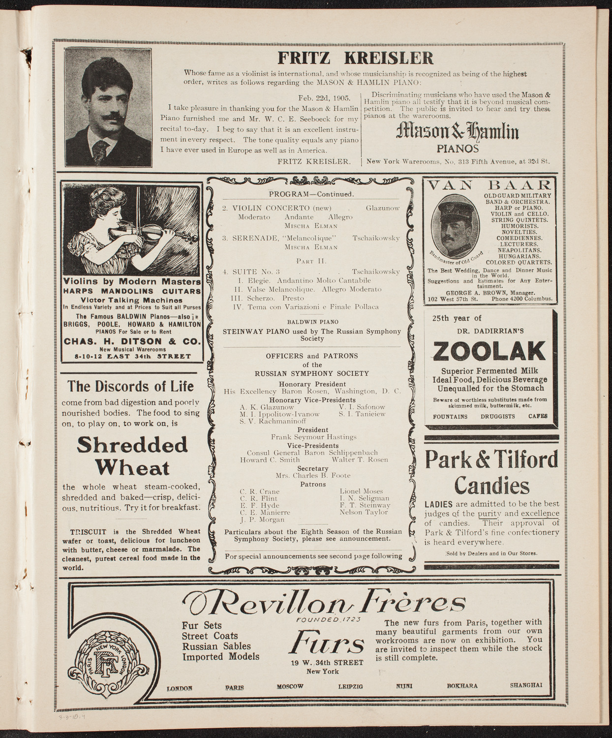 Russian Symphony Society of New York, March 3, 1910, program page 7