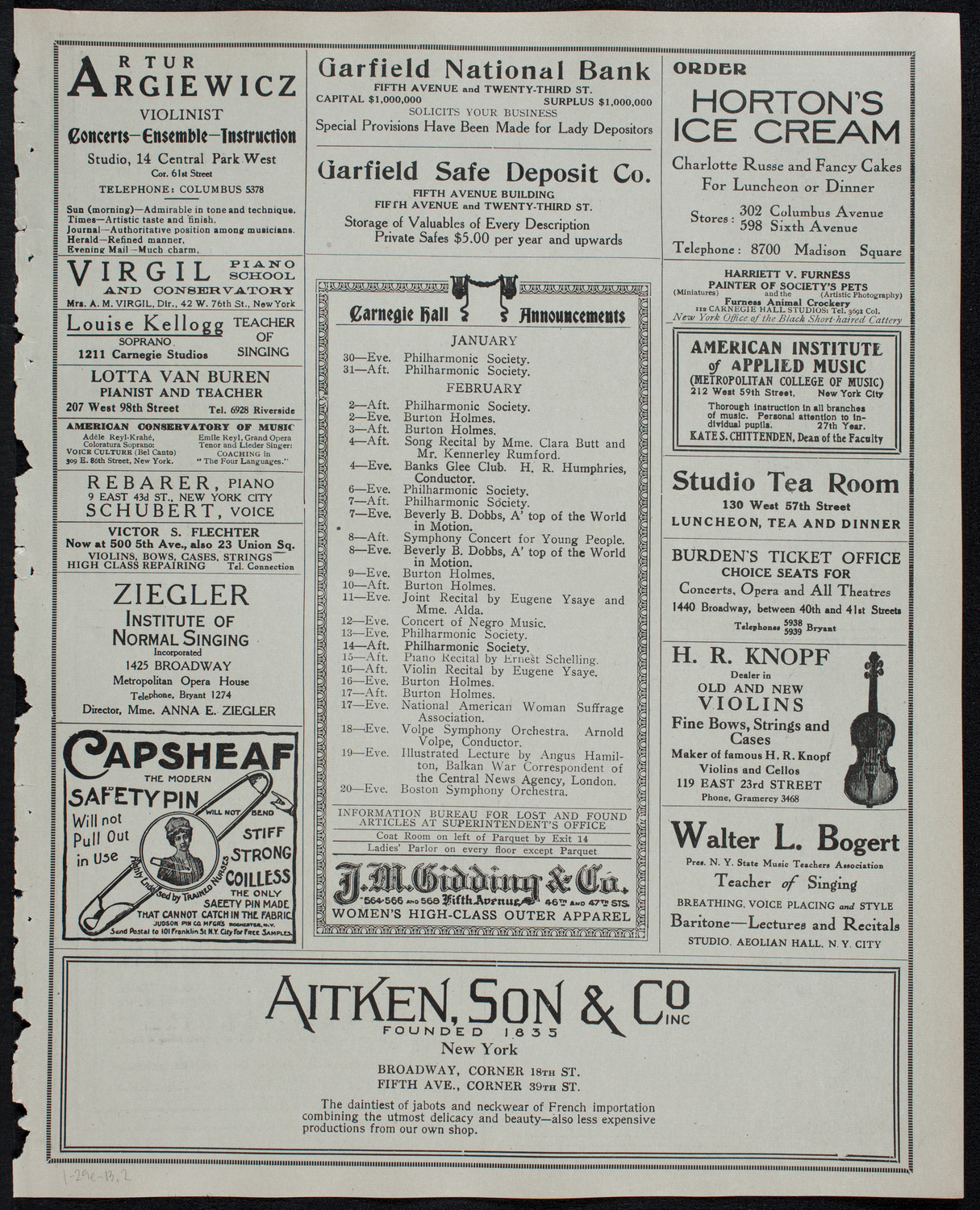 Motion Picture Lecture by Col. Charles J. "Buffalo" Jones, January 29, 1913, program page 3