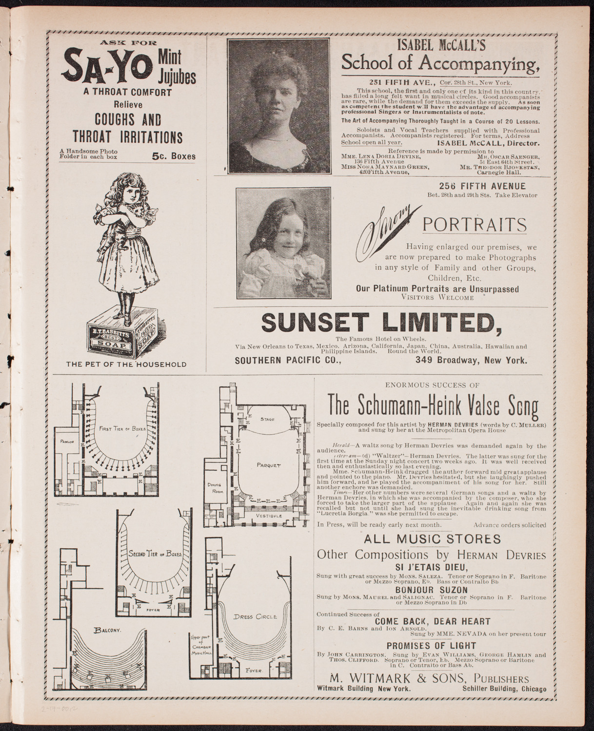 New York Philharmonic, February 17, 1900, program page 3