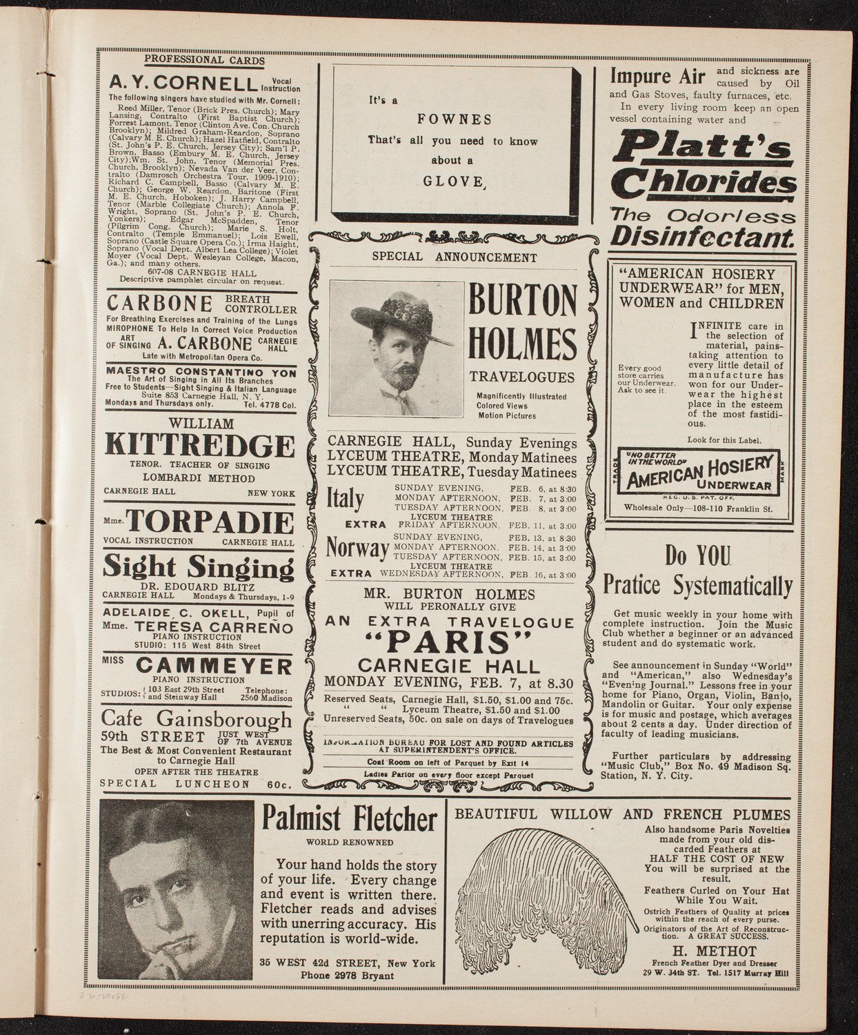 Burton Holmes Travelogue: Italy, February 6, 1910, program page 9