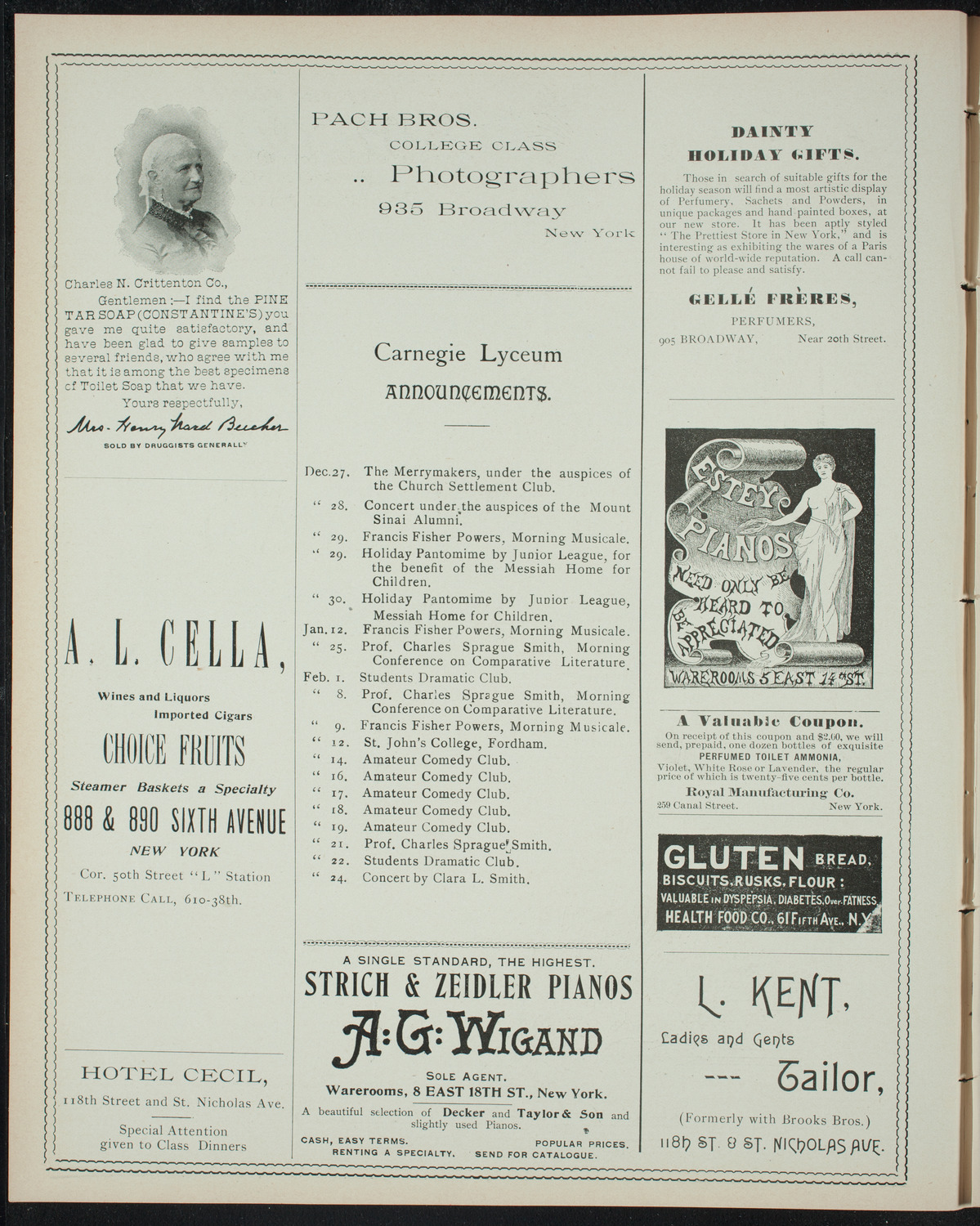 Columbia University Sophomore Class, December 22, 1897, program page 2