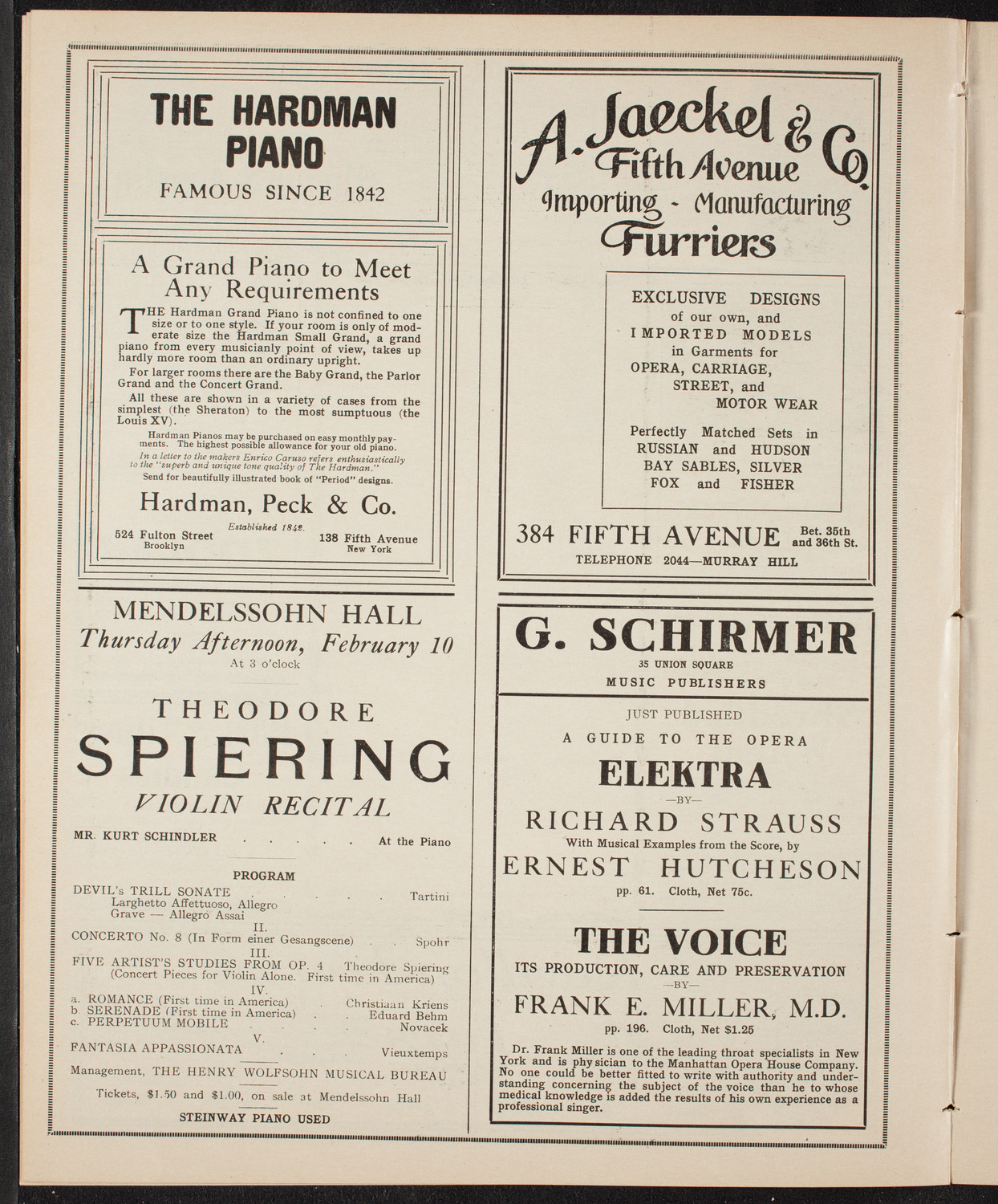 New York Philharmonic, February 4, 1910, program page 8