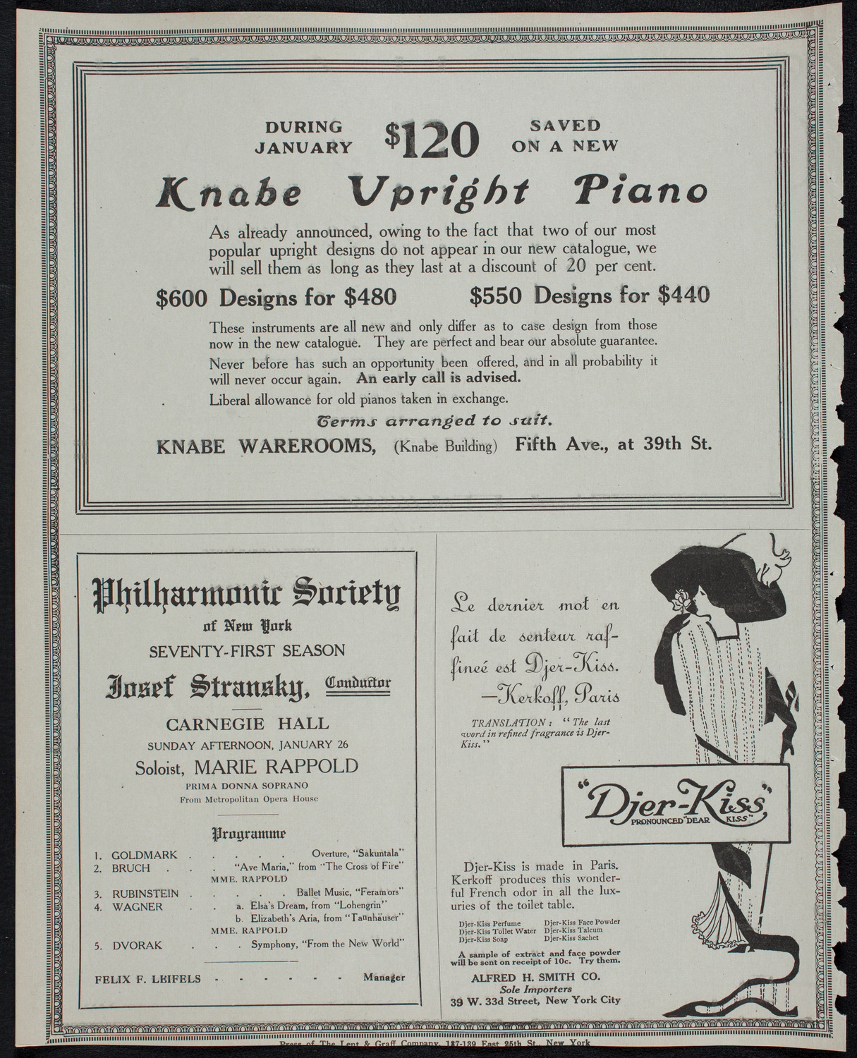 New York Philharmonic, January 23, 1913, program page 12